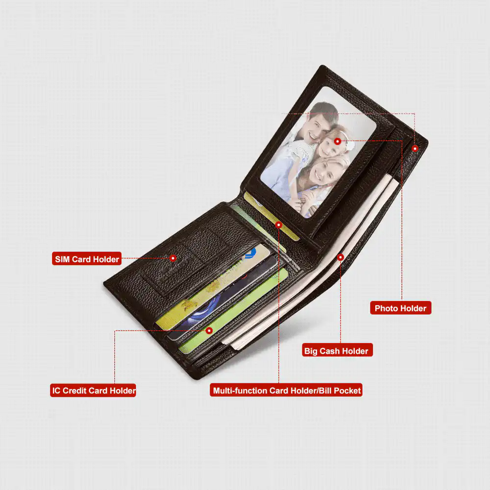 Δερμάτινο Ανδρικό πορτοφόλι Laorentou 328J004L σκούρο καφέ