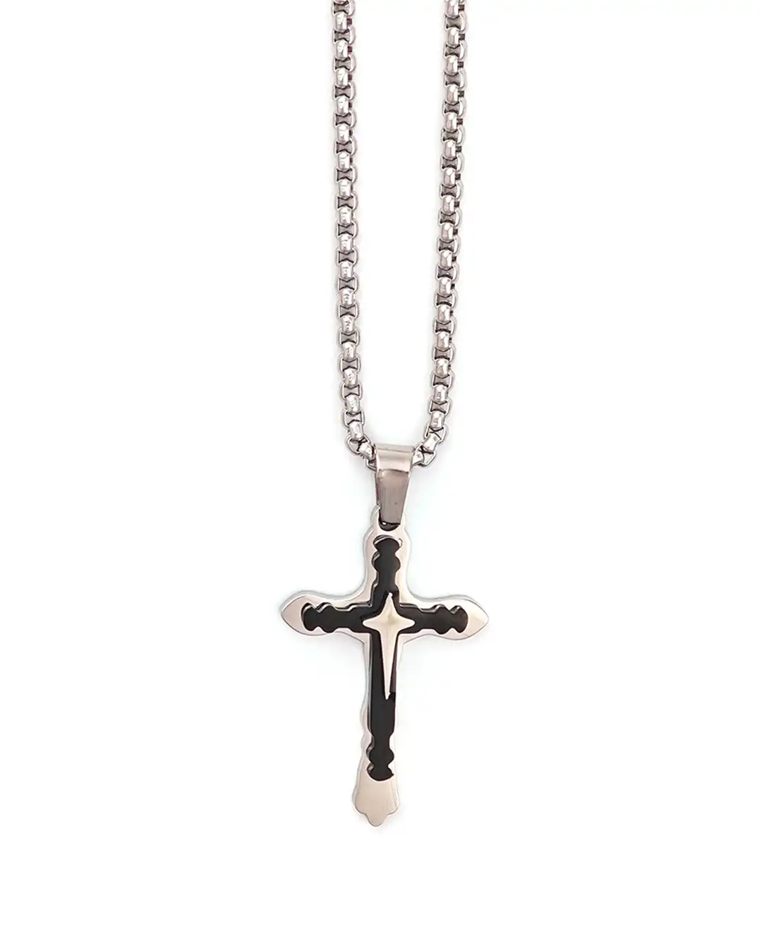 Αλυσίδα λαιμού με σταυρό WW-K440 – Μαύρο