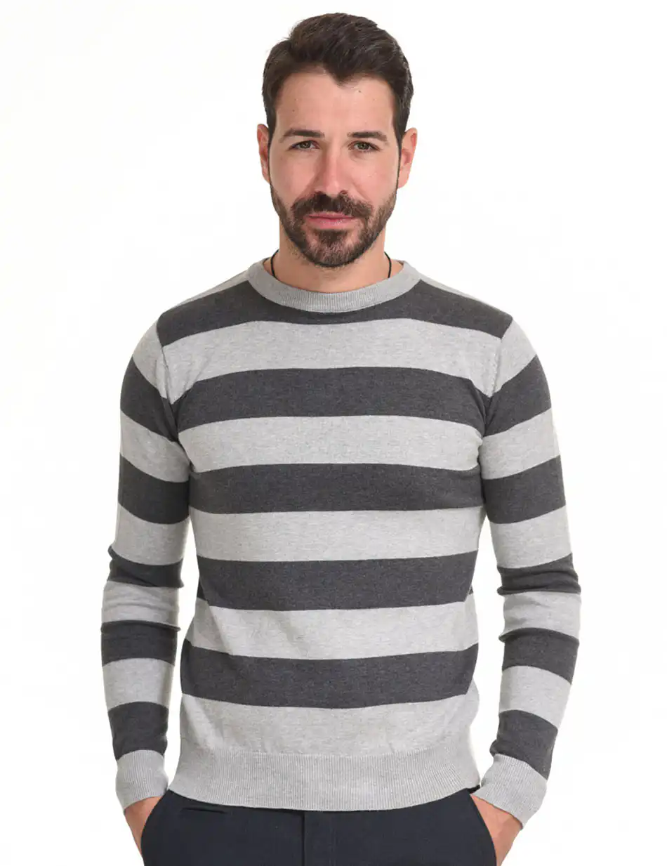 Smart fashion ανδρική πλεχτή μπλούζα 44-206-006 LT GREY