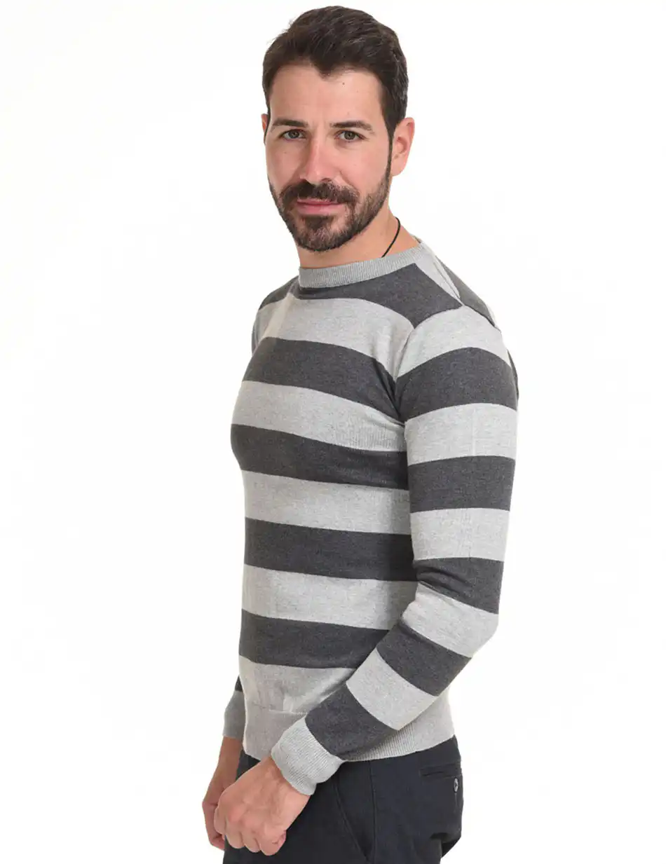 Smart fashion ανδρική πλεχτή μπλούζα 44-206-006 LT GREY