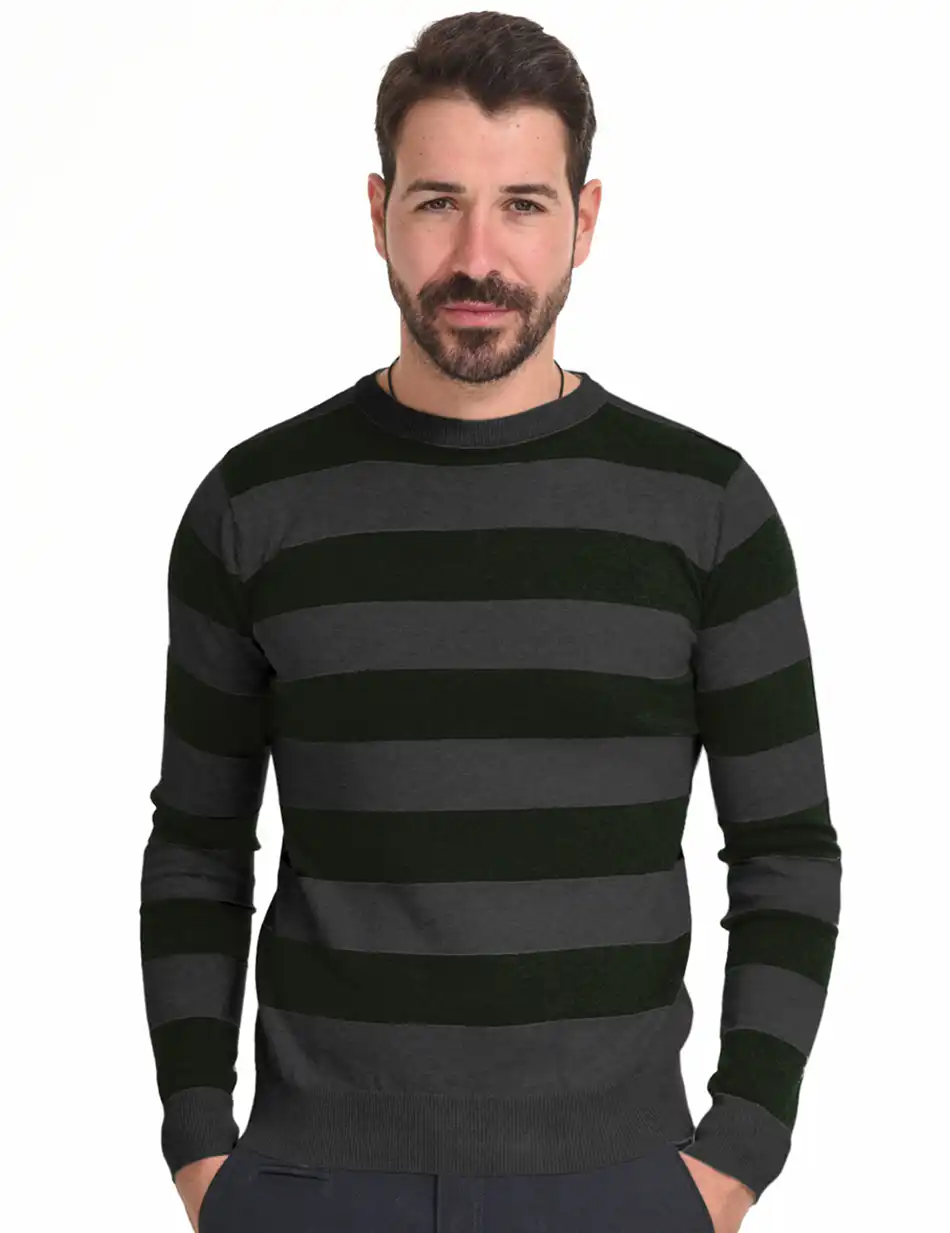 Smart fashion ανδρική πλεχτή μπλούζα 44-206-006 GREEN