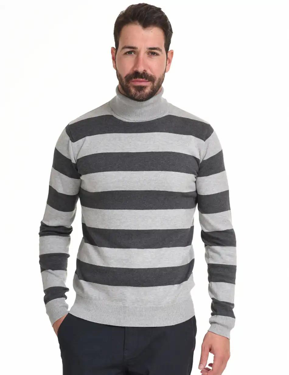 Smart fashion ανδρική πλεχτή  μπλούζα 44-206-021 LT GREY