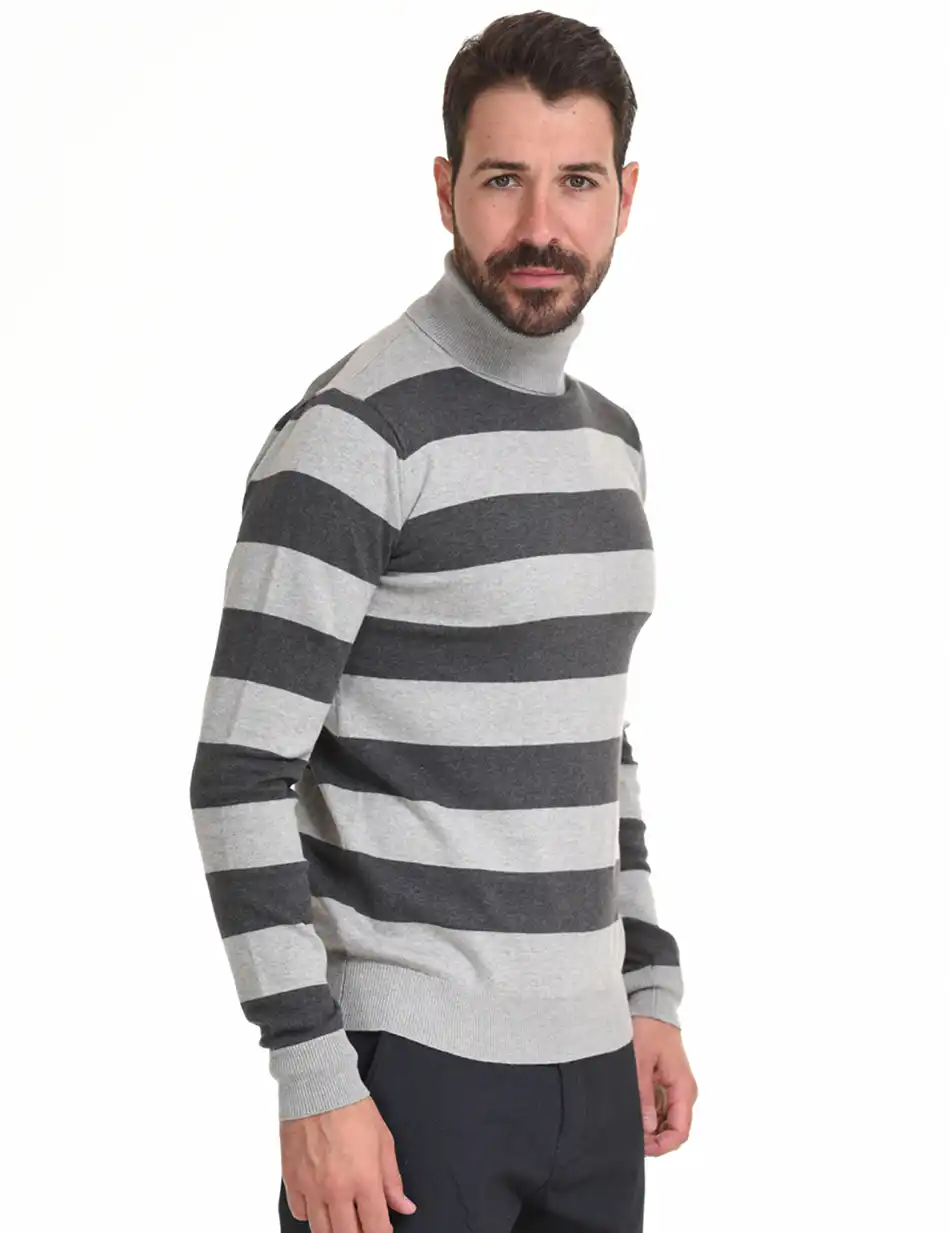 Smart fashion ανδρική πλεχτή  μπλούζα 44-206-021 LT GREY