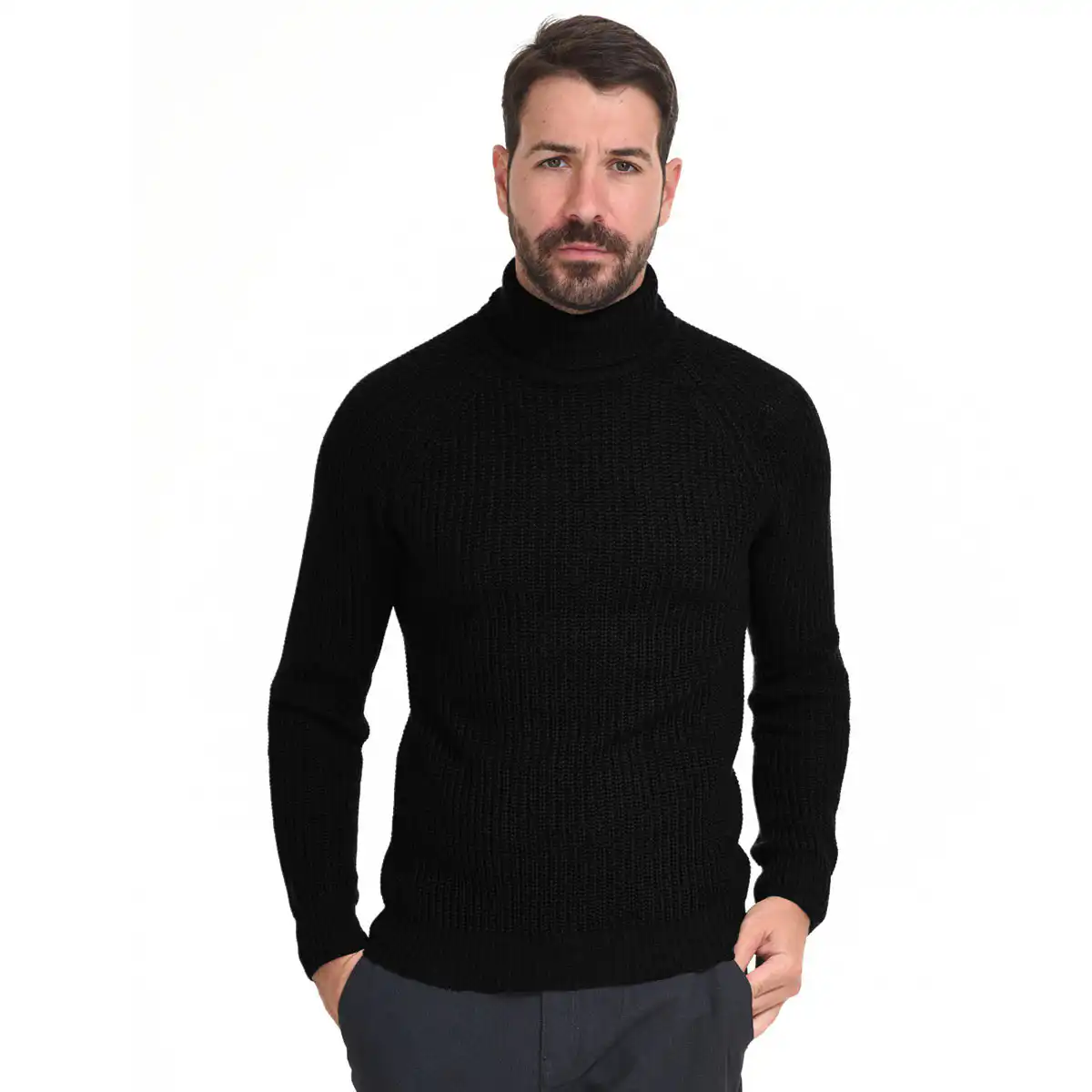 Smart fashion ανδρική πλεχτή  μπλούζα 44-206-025 BLACK