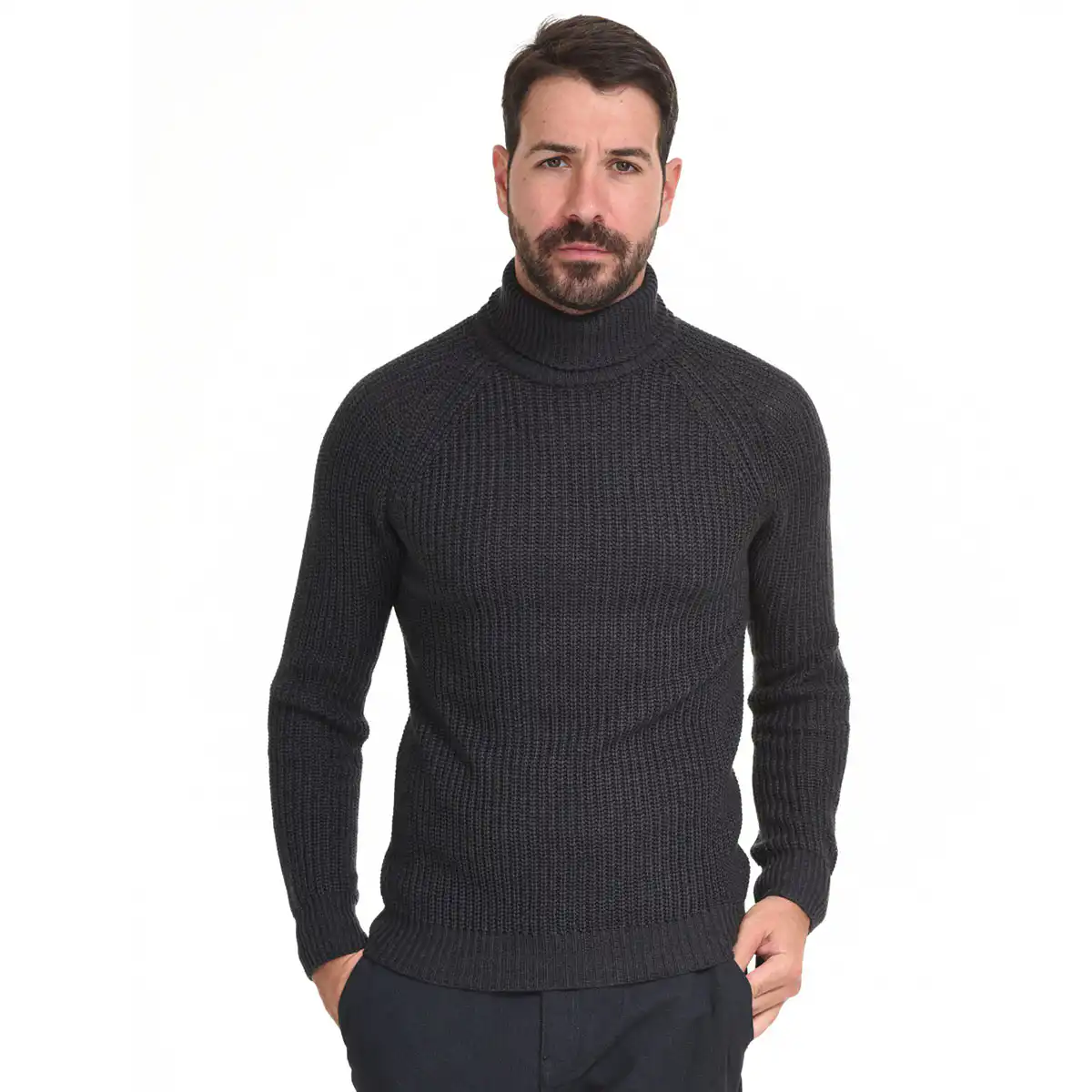 Smart fashion ανδρική πλεχτή  μπλούζα 44-206-025 DK GREY