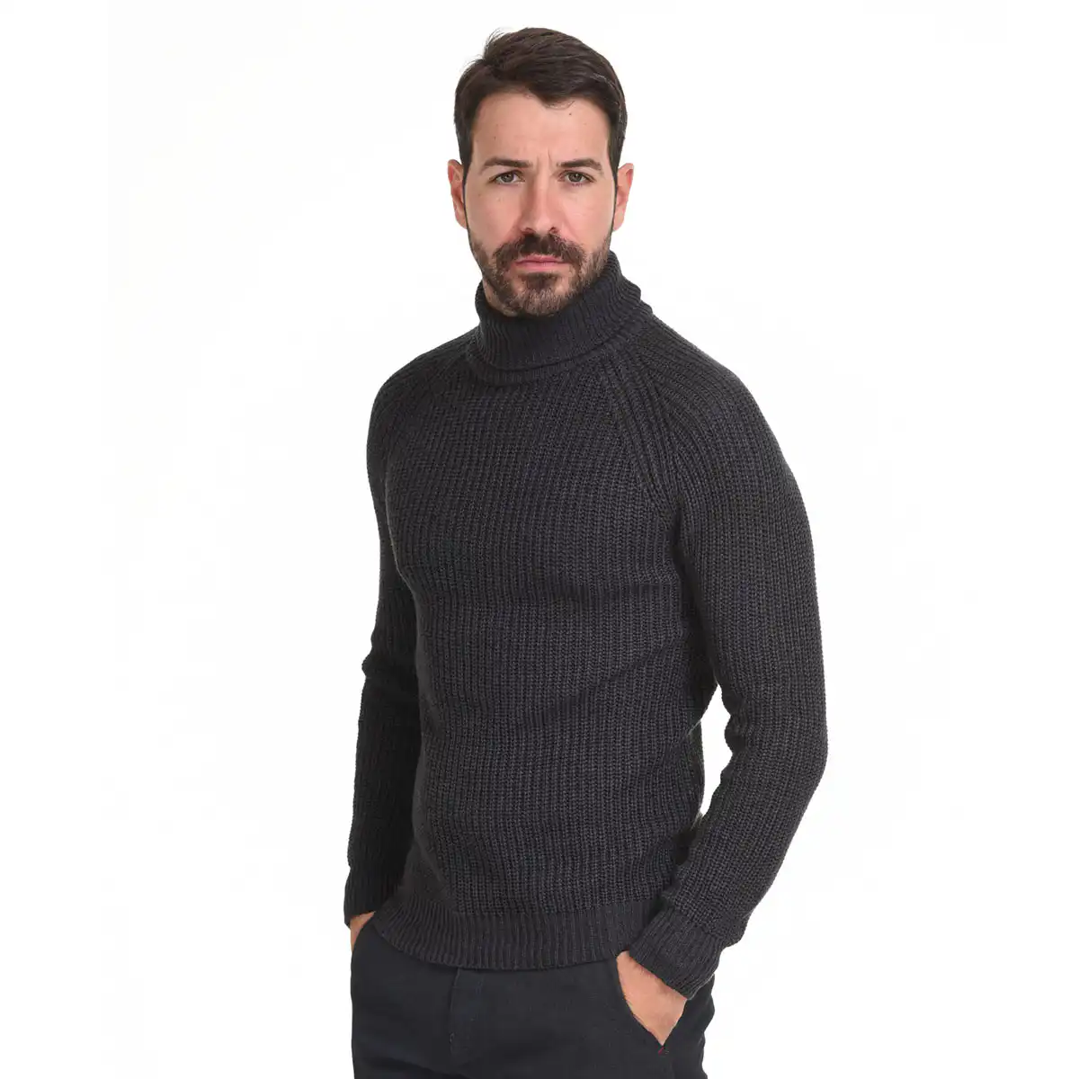 Smart fashion ανδρική πλεχτή  μπλούζα 44-206-025 DK GREY