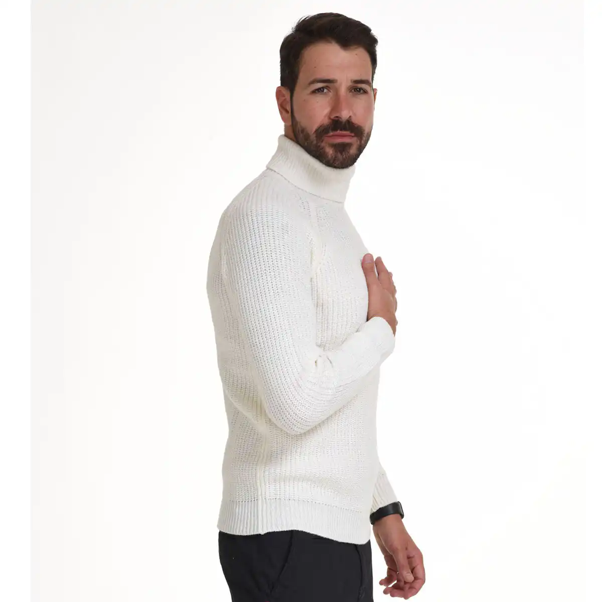 Smart fashion ανδρική πλεχτή  μπλούζα 44-206-025 OFF WHITE