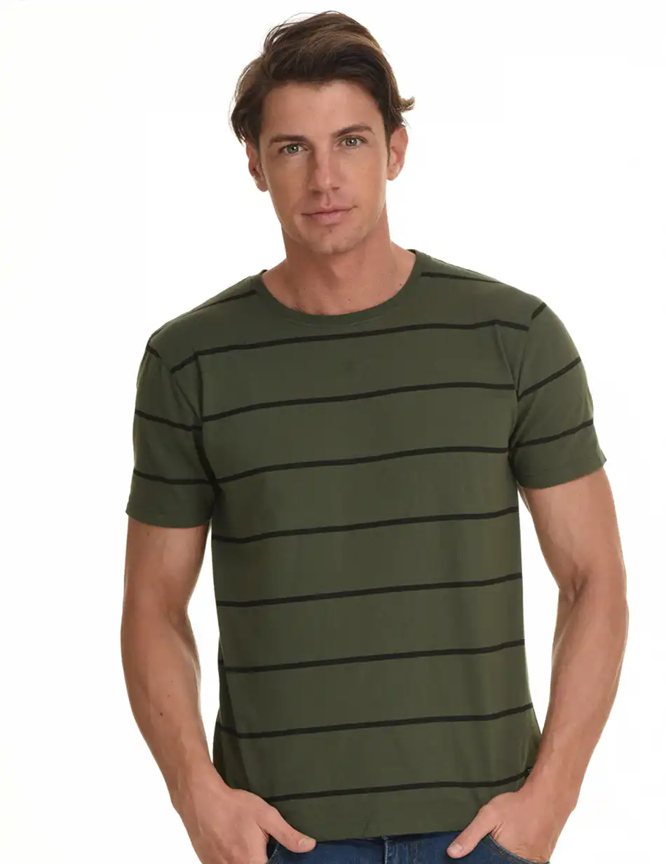 Splendid fashion ανδρικό t-shirt 45-206-032 KHAKI STRIPED