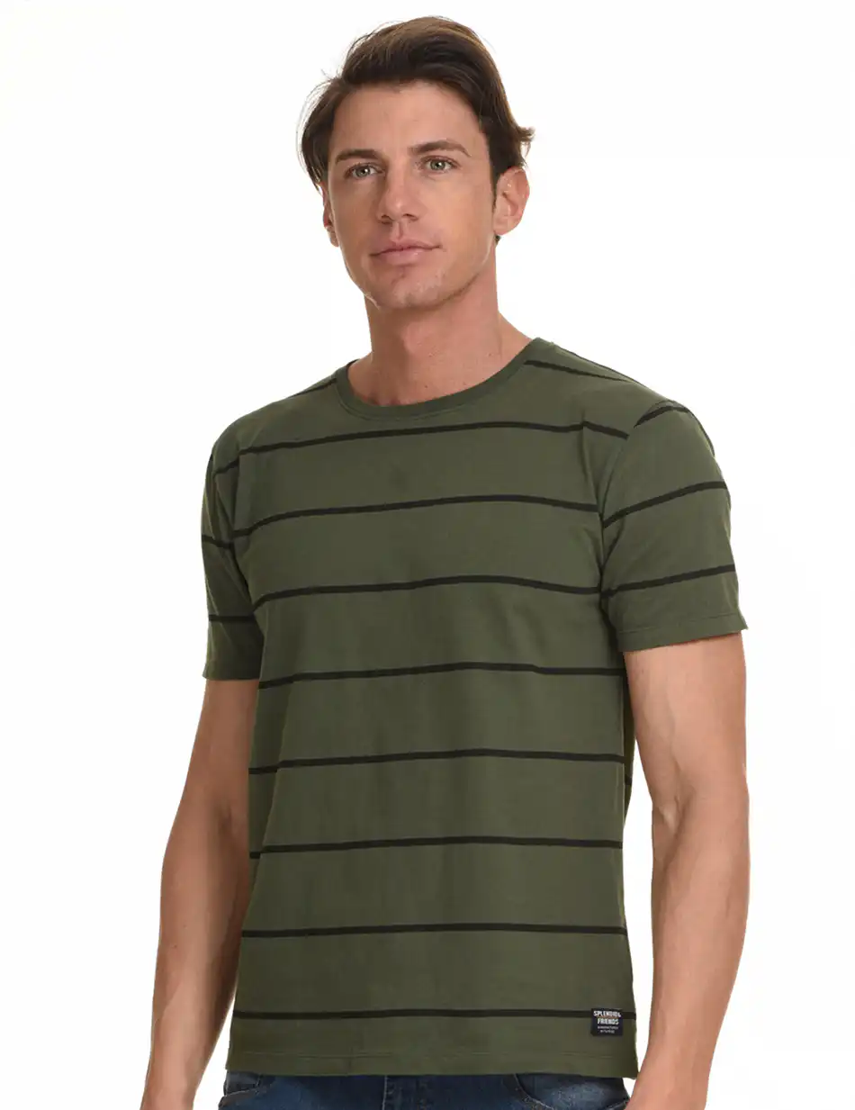 Splendid fashion ανδρικό t-shirt 45-206-032 KHAKI STRIPED