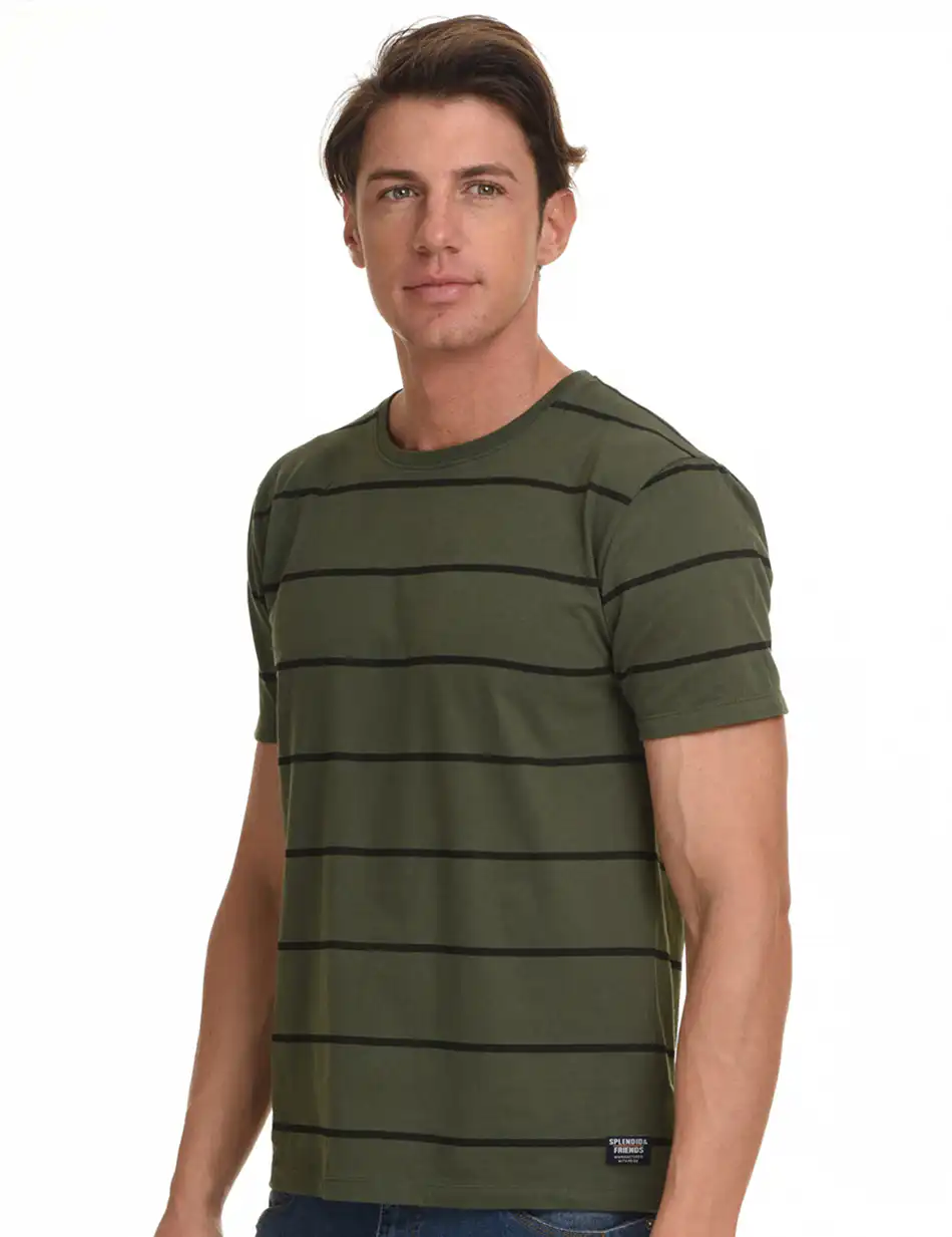 Splendid fashion ανδρικό t-shirt 45-206-032 KHAKI STRIPED