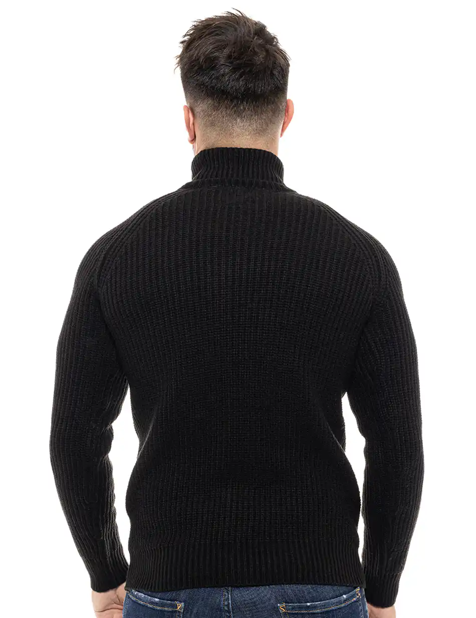 Smart fashion ανδρική πλεχτή μπλούζα 46-206-001 BLACK