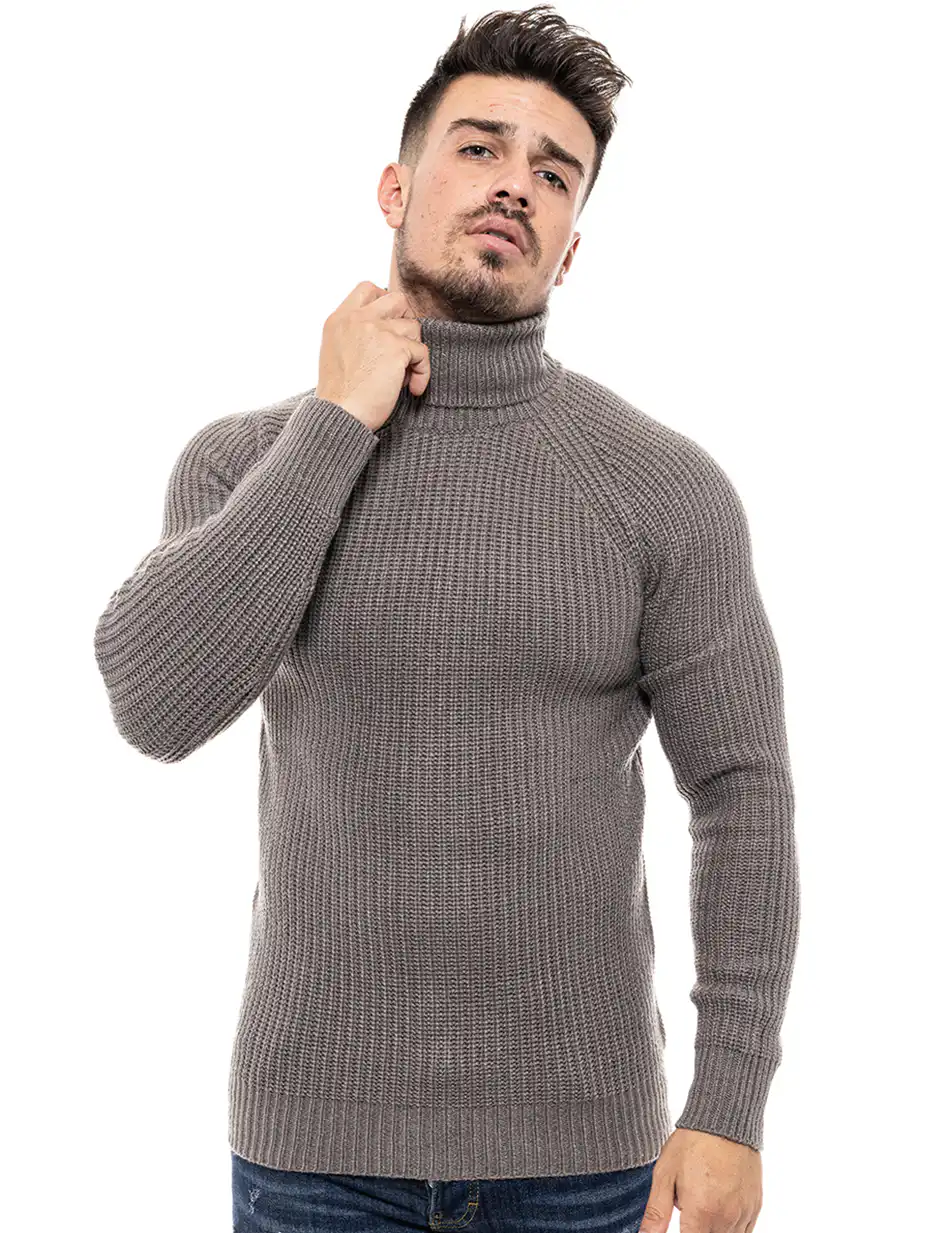 Smart fashion ανδρική πλεχτή μπλούζα 46-206-001 DK GREY