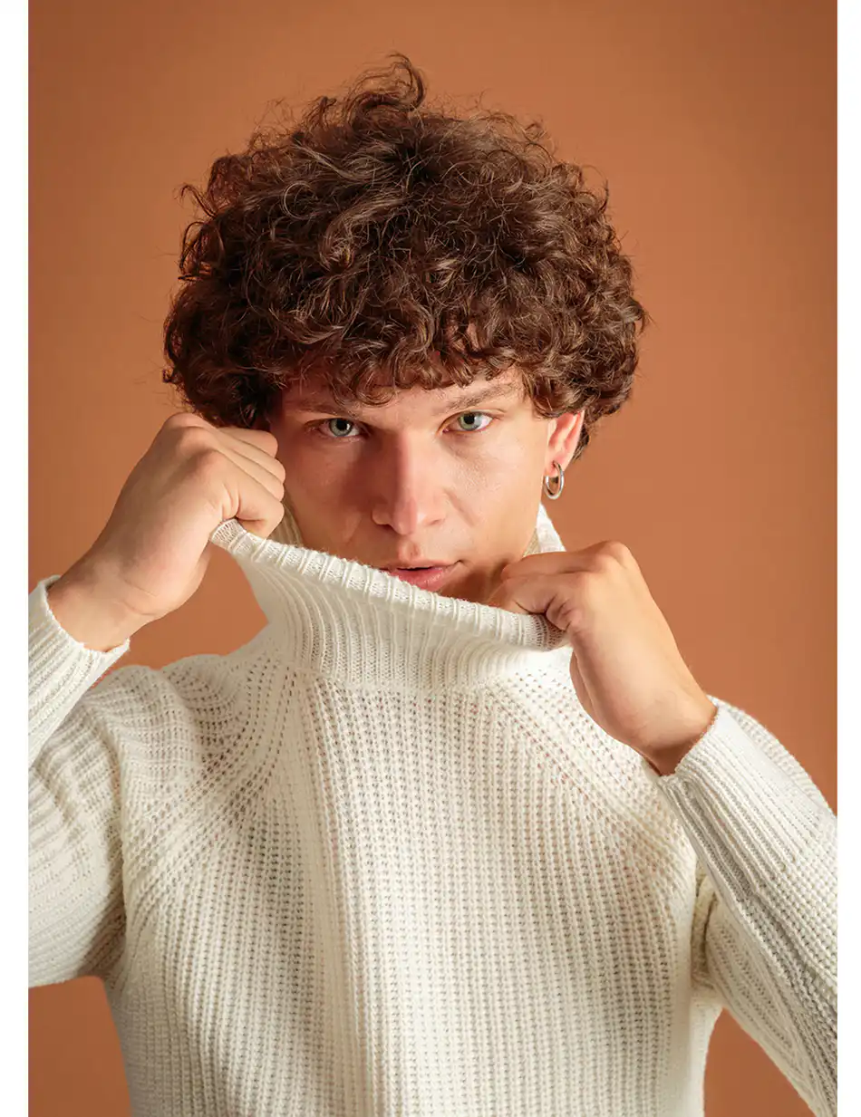 Smart fashion ανδρική πλεχτή μπλούζα 46-206-001 OFF WHITE