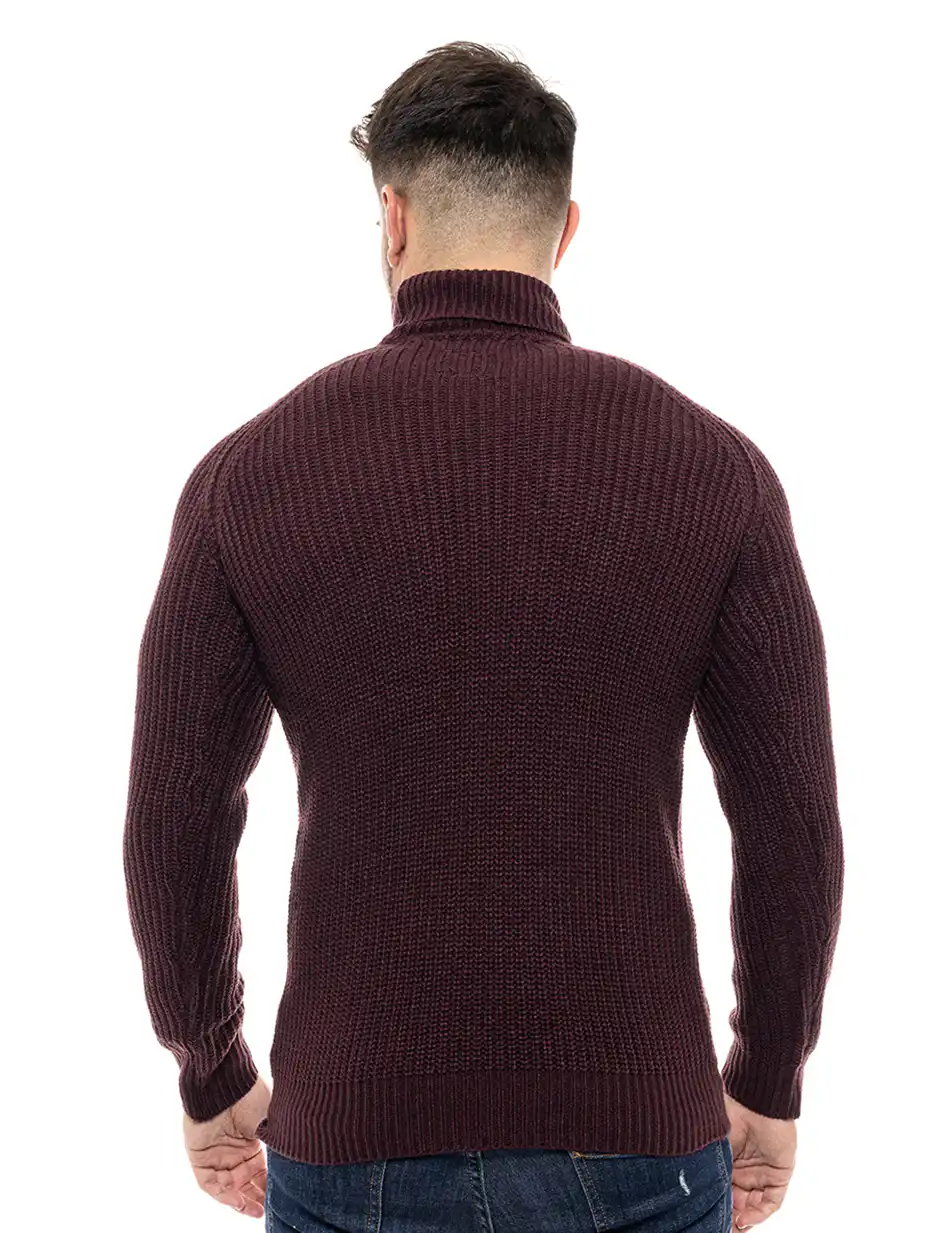 Smart fashion ανδρική πλεχτή μπλούζα 46-206-001 BORDEAUX