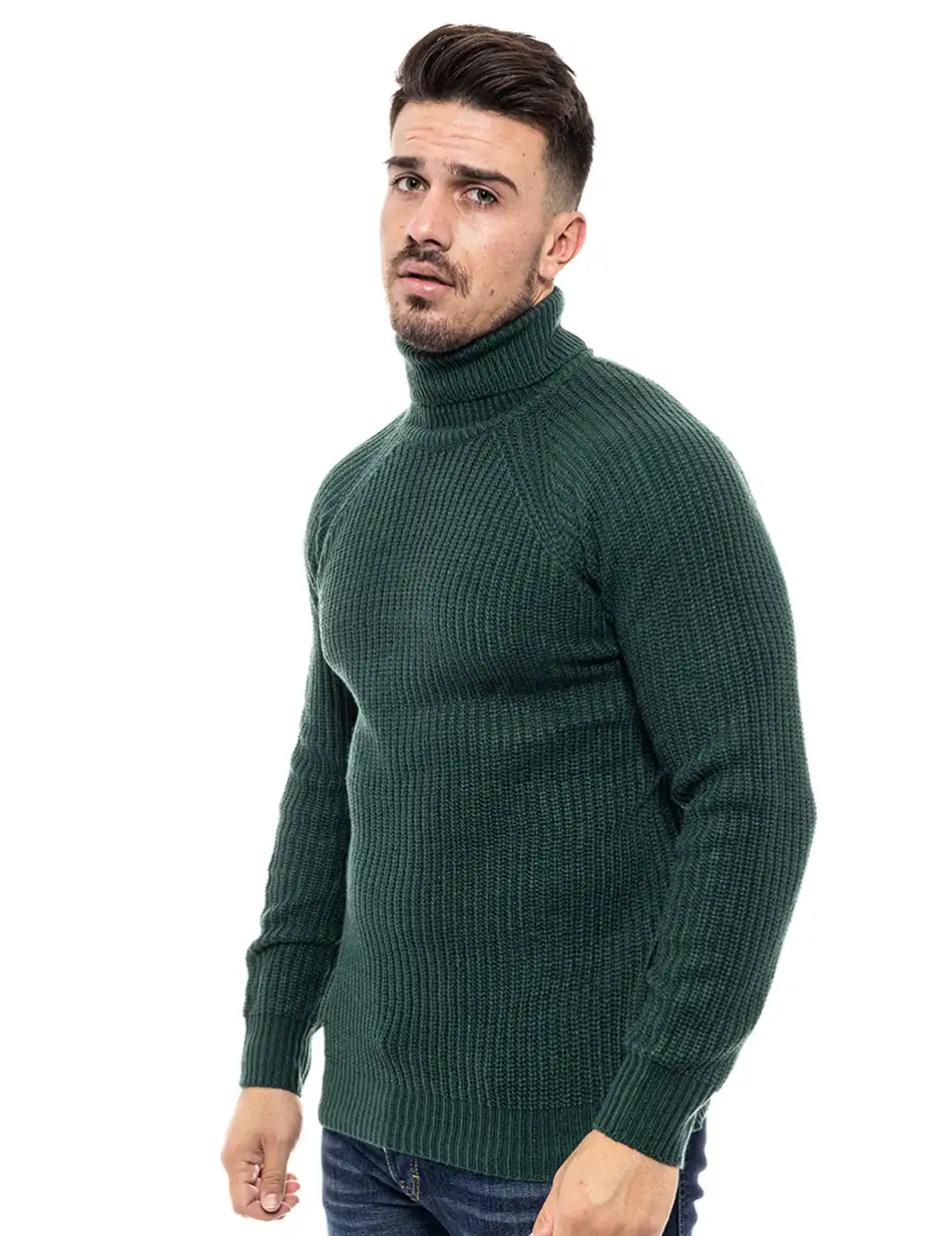 Smart fashion ανδρική πλεχτή μπλούζα 46-206-001 GREEN