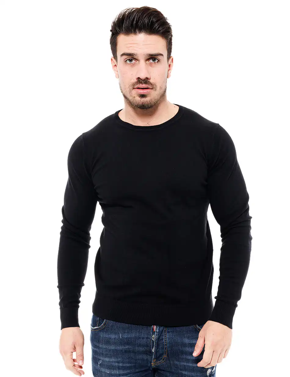 Smart fashion ανδρική πλεχτή μπλούζα 46-206-014 BLACK