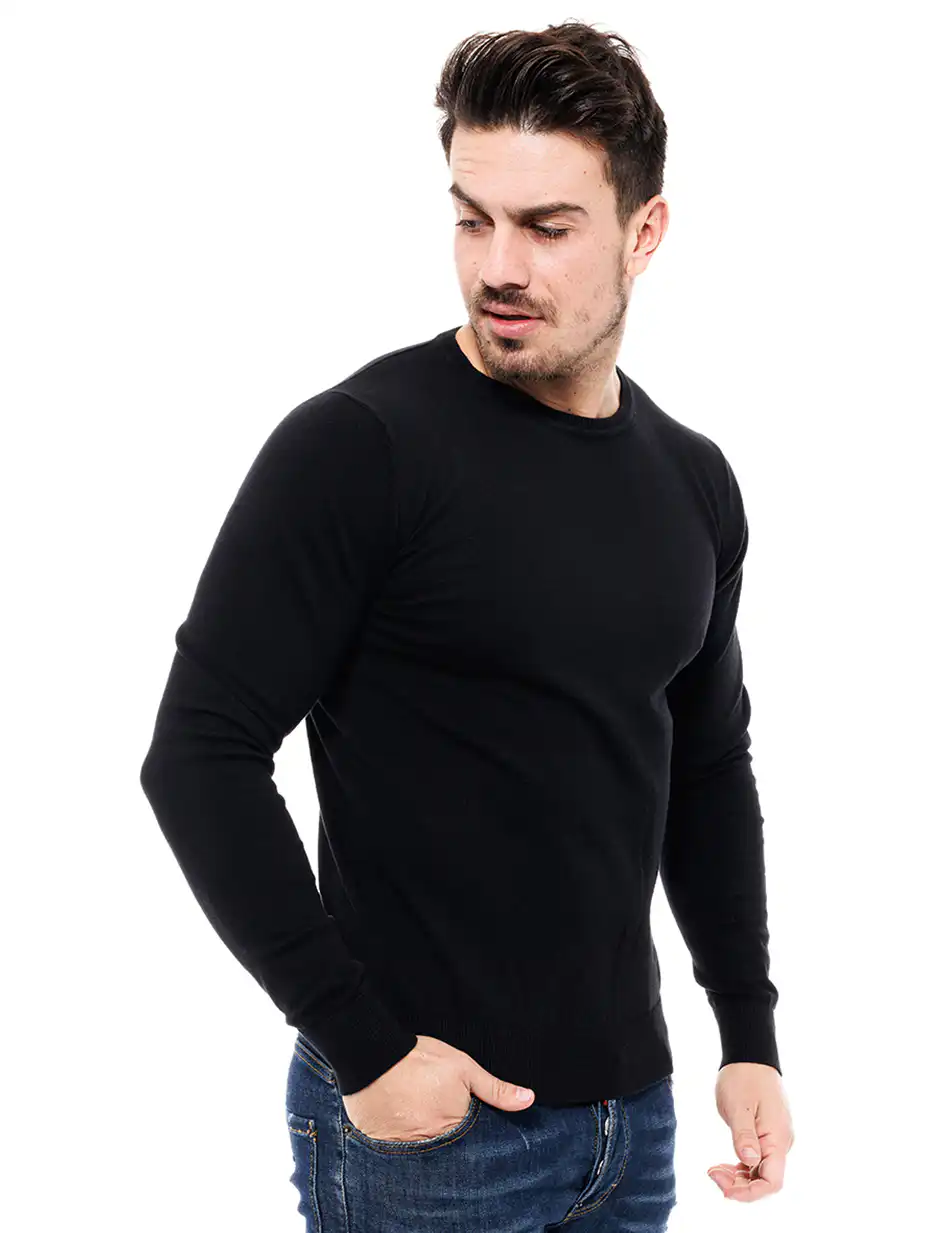 Smart fashion ανδρική πλεχτή μπλούζα 46-206-014 BLACK