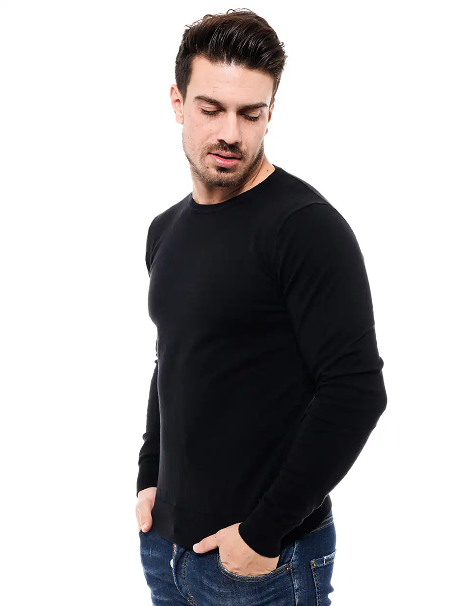 Smart fashion ανδρική πλεχτή μπλούζα 46-206-014 BLACK