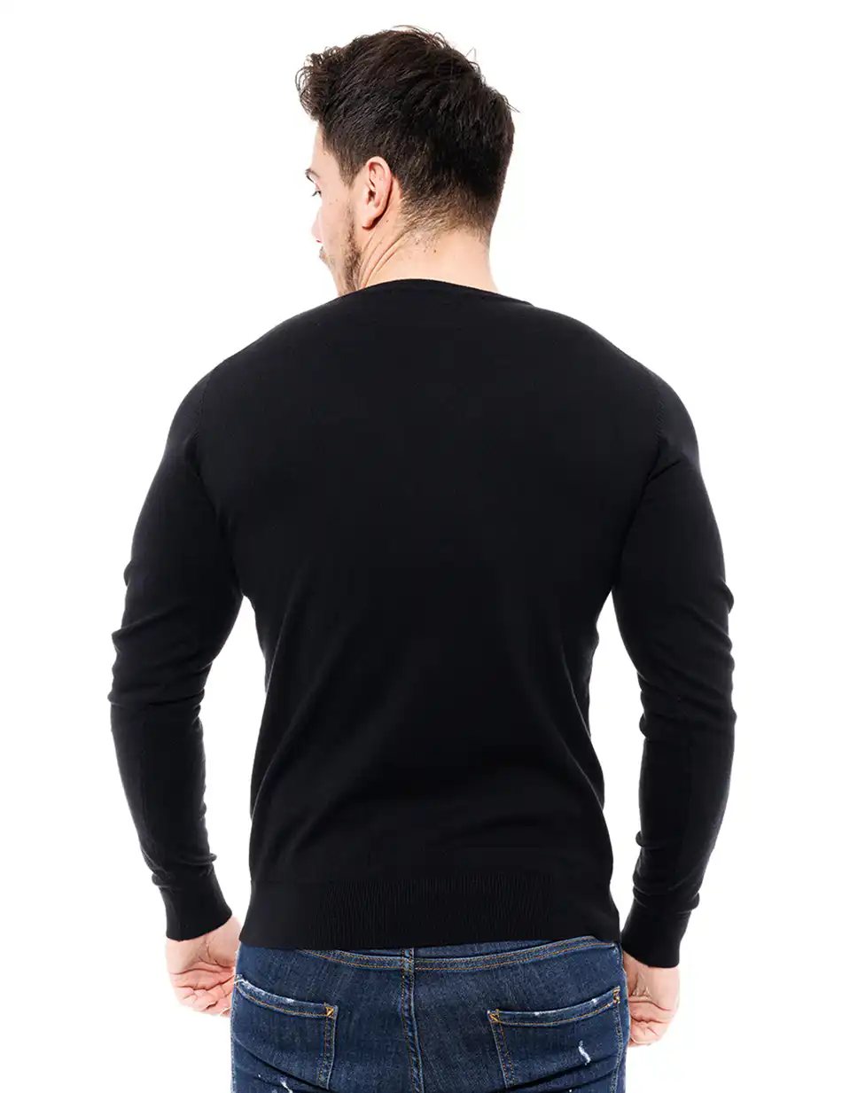 Smart fashion ανδρική πλεχτή μπλούζα 46-206-014 BLACK