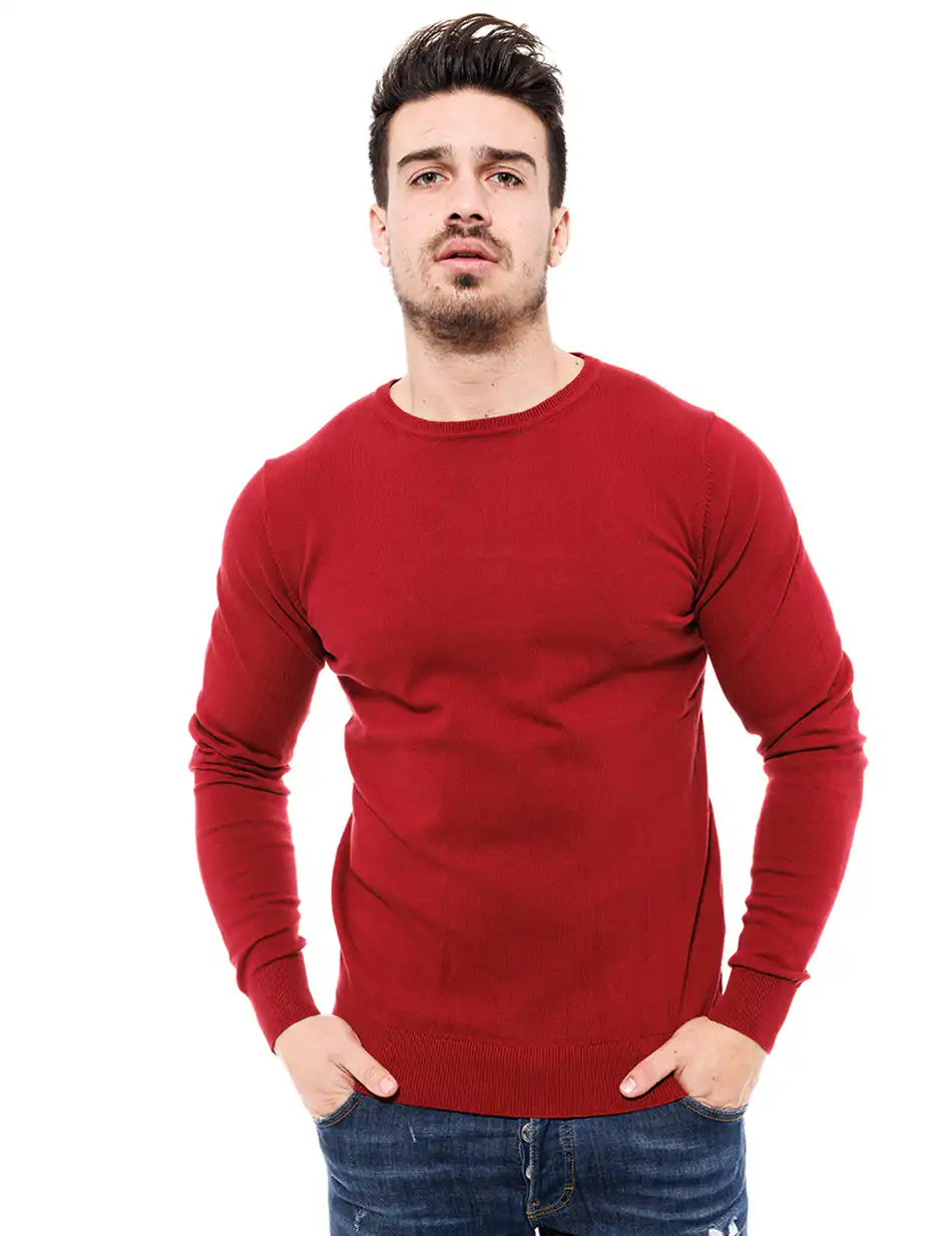 Smart fashion ανδρική πλεχτή μπλούζα 46-206-014 RED