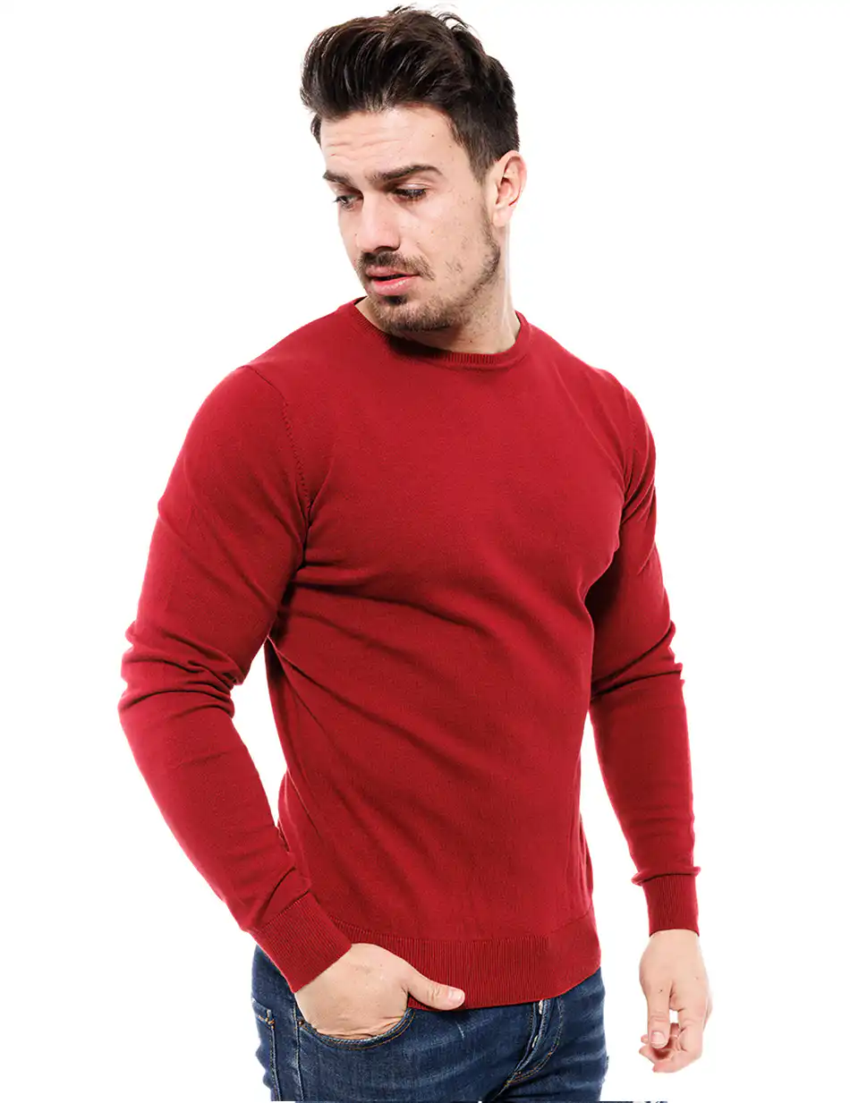 Smart fashion ανδρική πλεχτή μπλούζα 46-206-014 RED