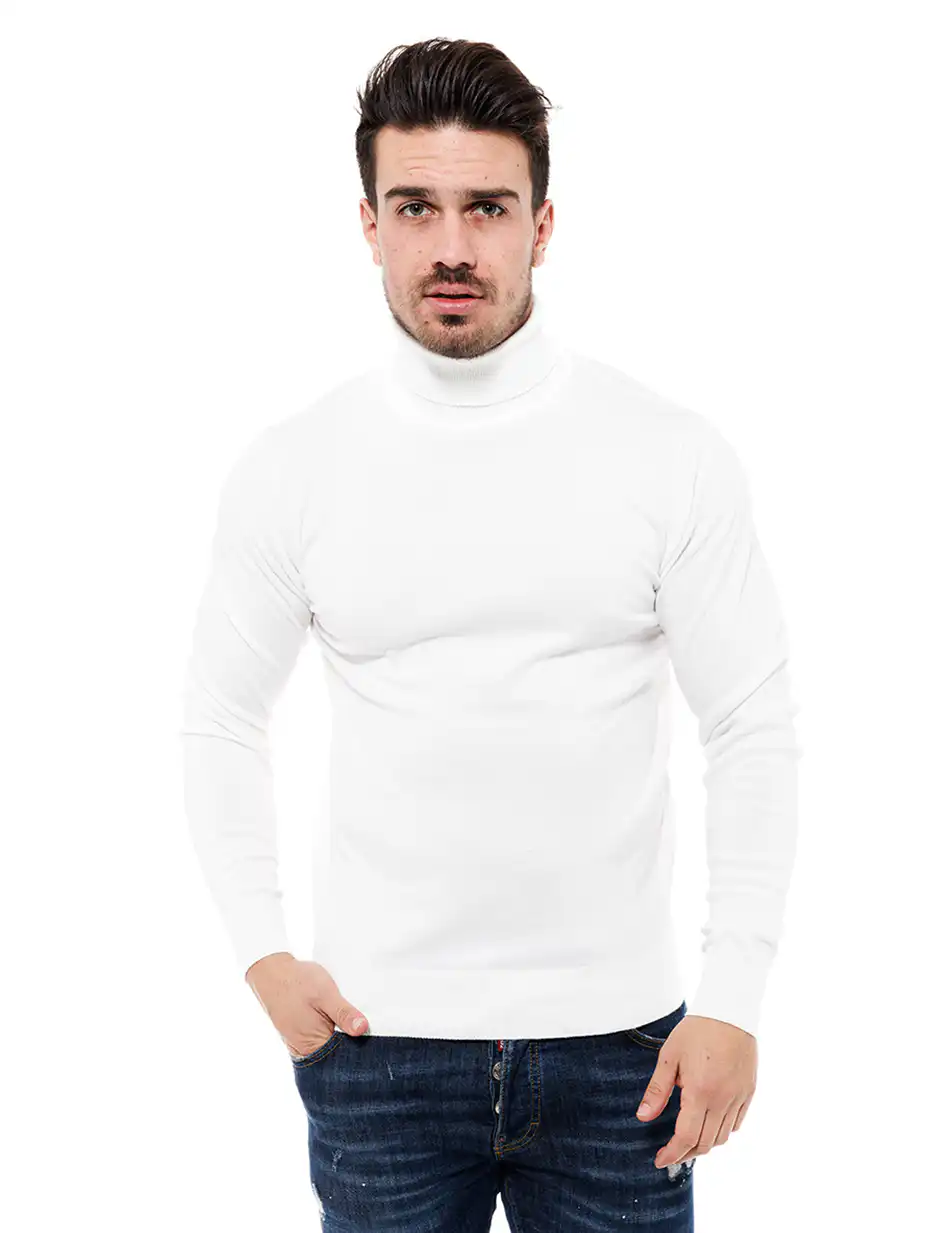 Smart fashion ανδρική πλεχτή μπλούζα 46-206-015 OFF WHITE