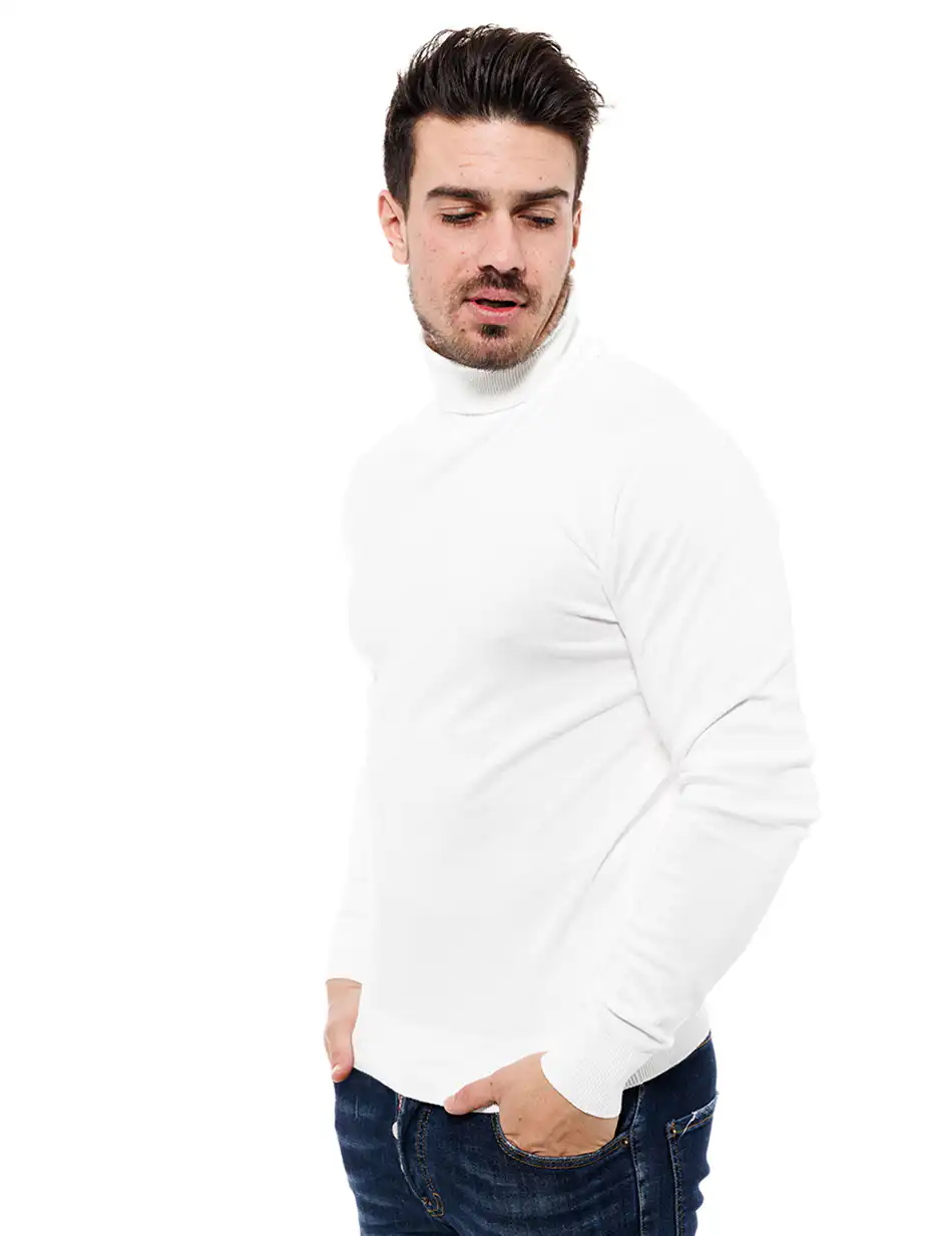 Smart fashion ανδρική πλεχτή μπλούζα 46-206-015 OFF WHITE