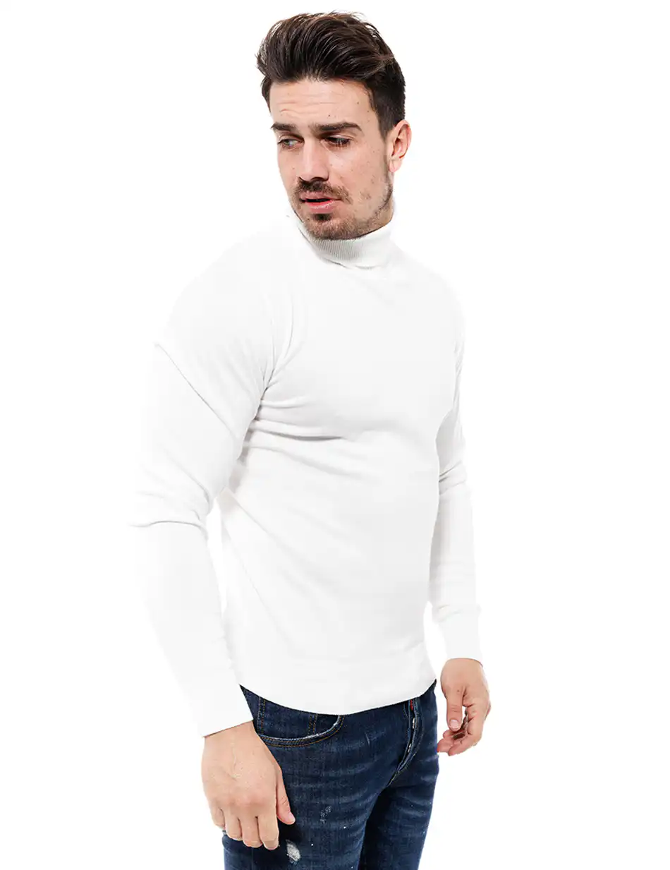 Smart fashion ανδρική πλεχτή μπλούζα 46-206-015 OFF WHITE