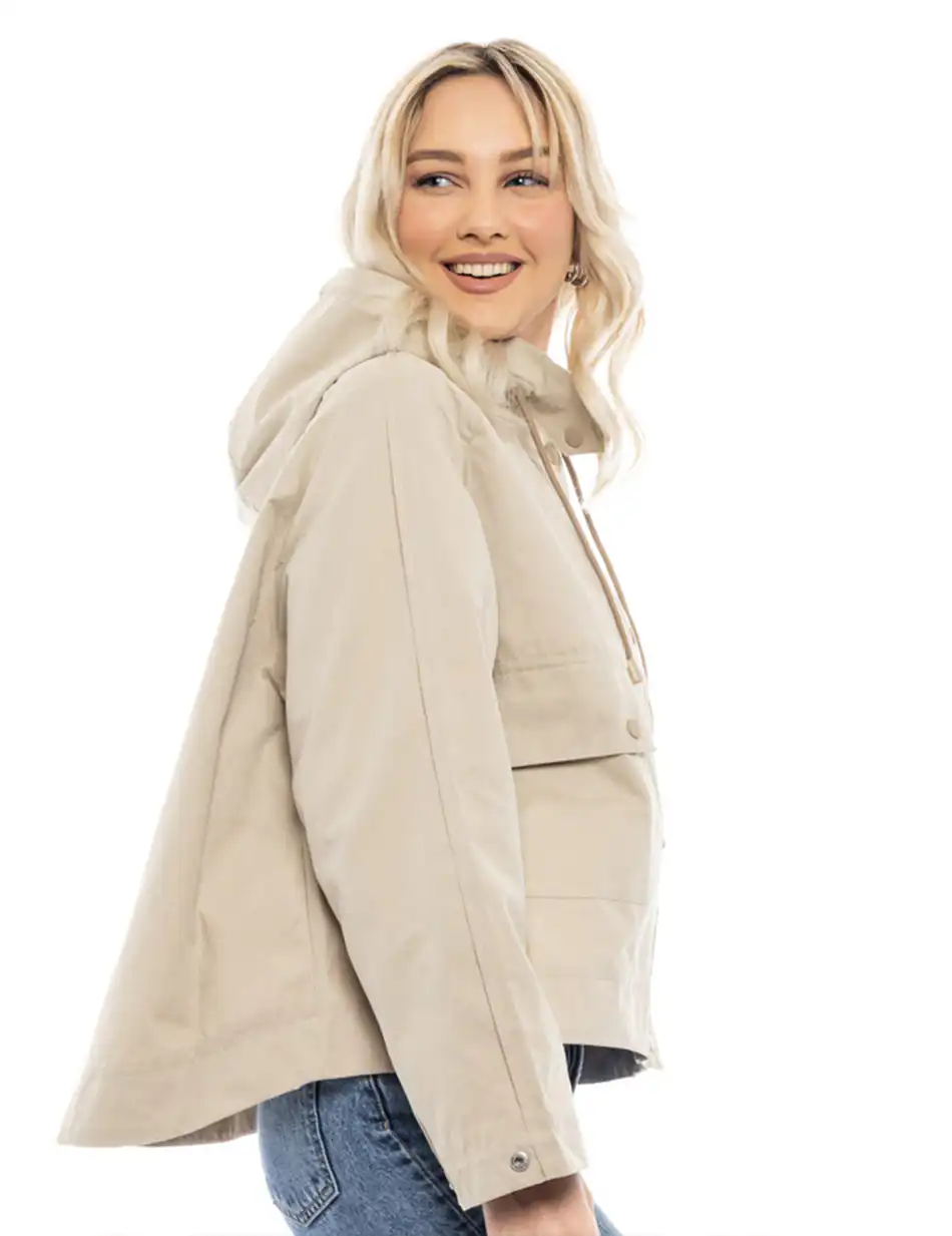Biston fashion γυναικείο κοντό πανωφόρι 47-101-005 LT BEIGE