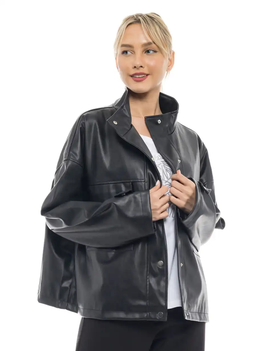 Biston fashion γυναικείο κοντό πανωφόρι 47-101-007 BLACK