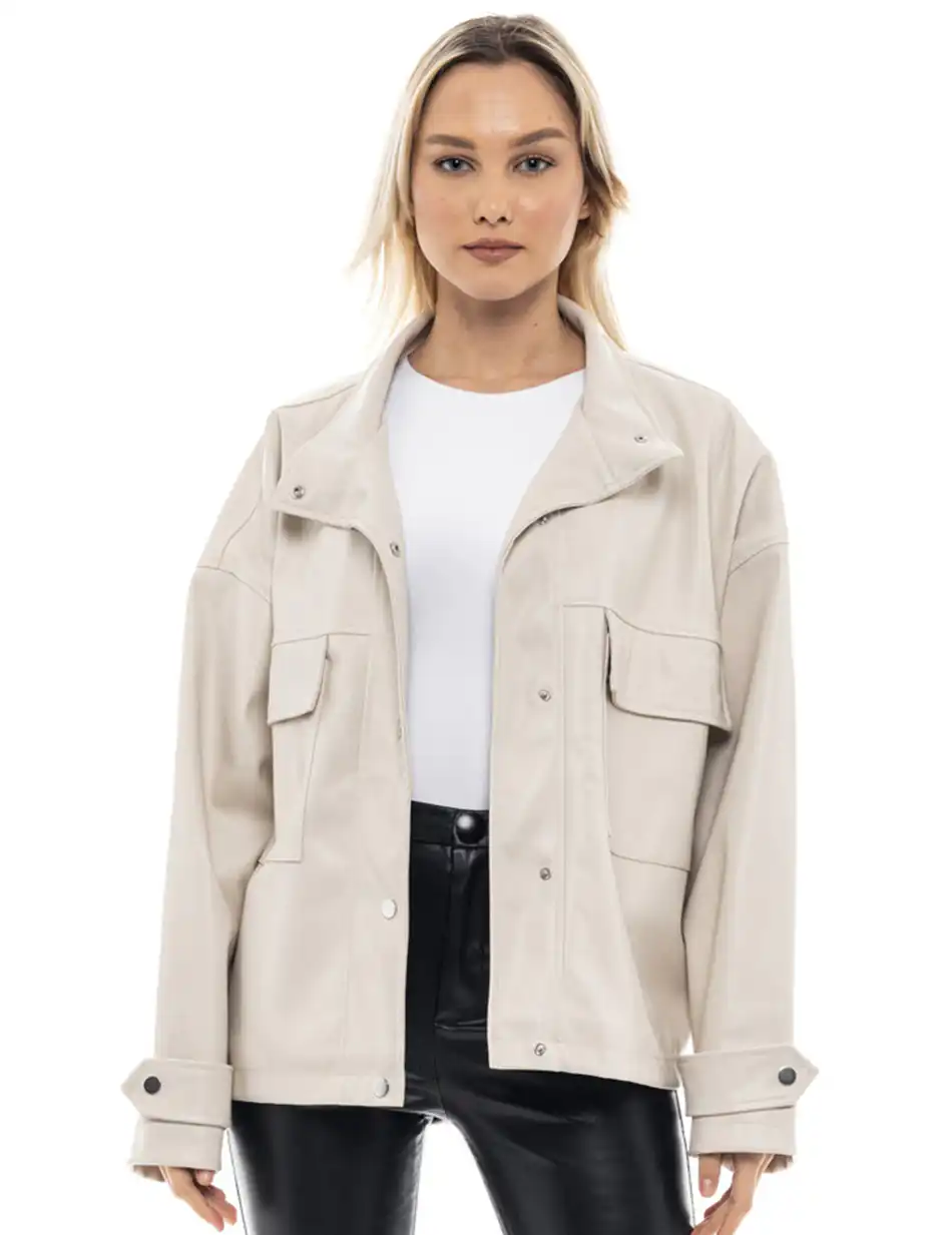 Biston fashion γυναικείο κοντό πανωφόρι 47-101-007 SAND