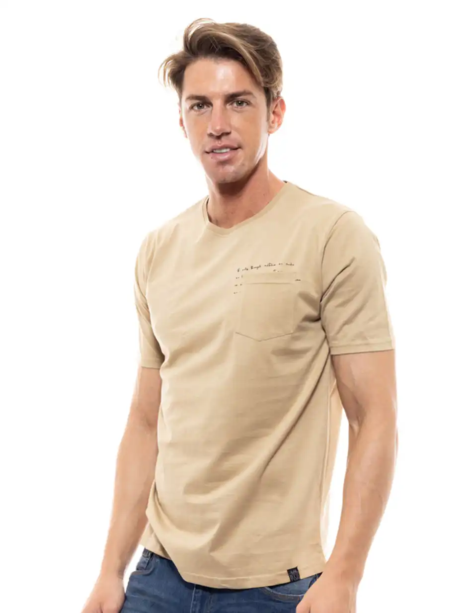 Biston fashion ανδρικό t-shirt 47-206-002 DK BEIGE