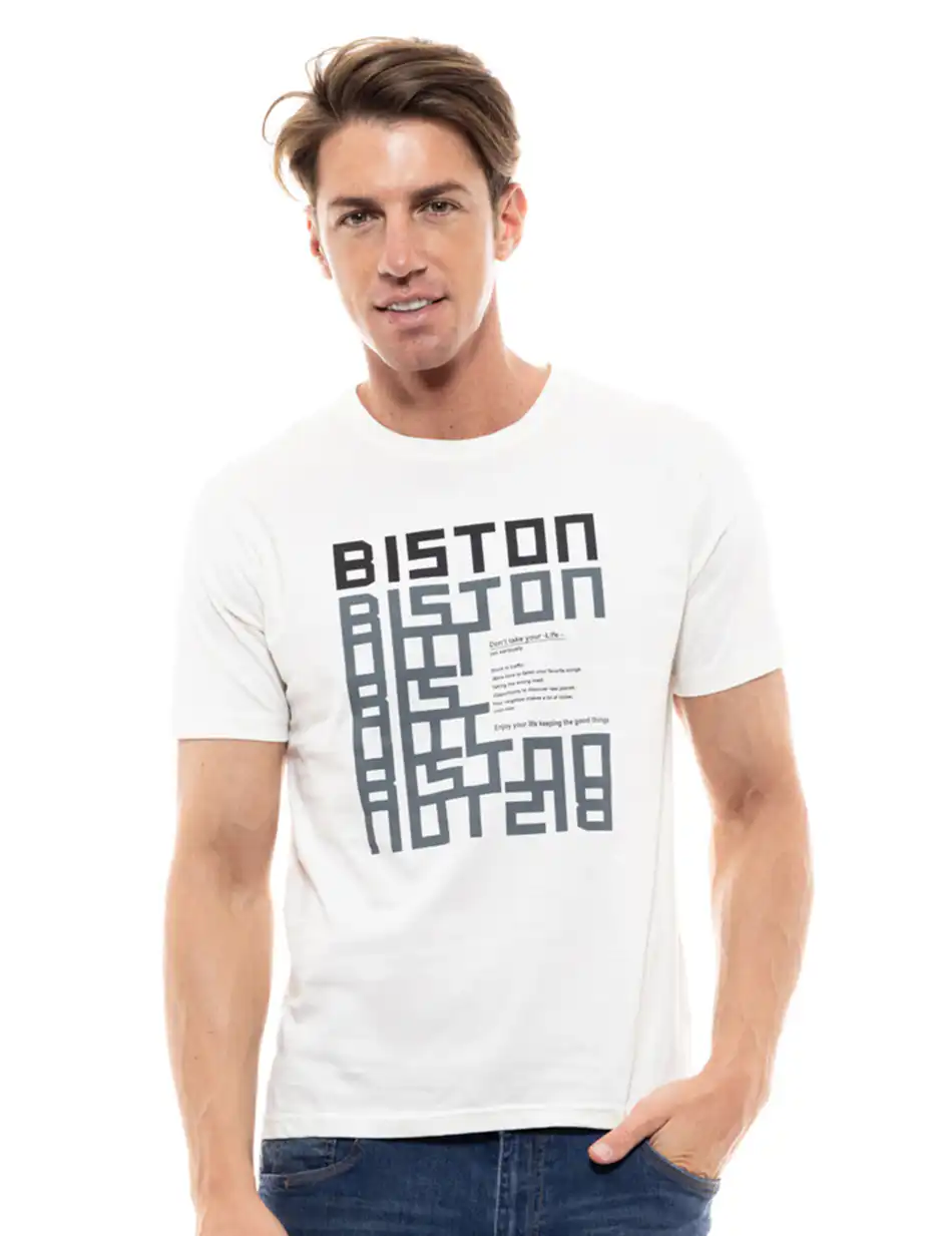 Biston fashion ανδρικό t-shirt 47-206-037 OFF WHITE