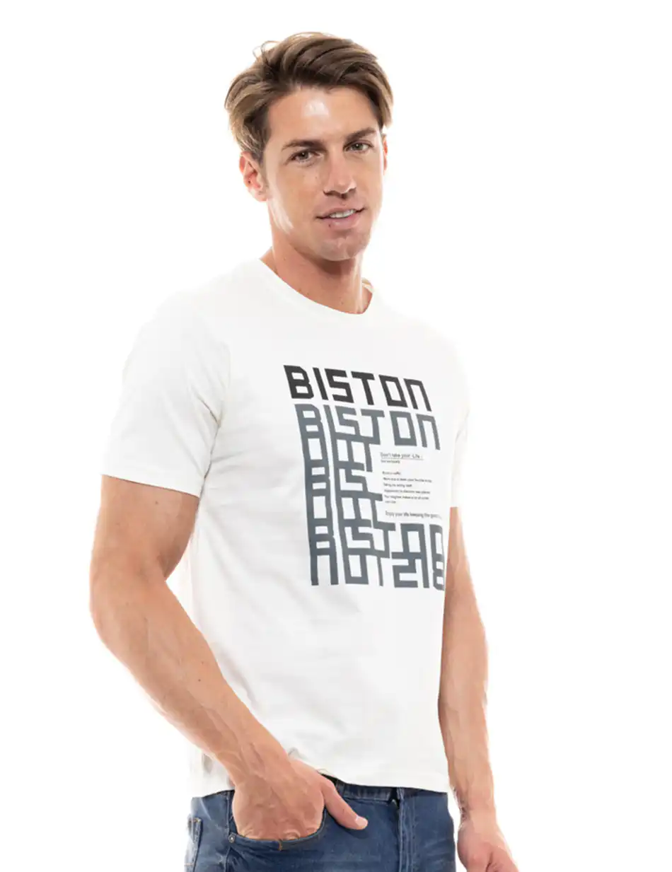 Biston fashion ανδρικό t-shirt 47-206-037 OFF WHITE