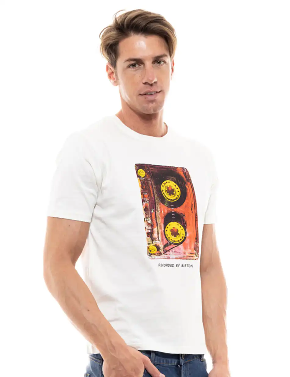 Biston fashion ανδρικό t-shirt 47-206-038 OFF WHITE