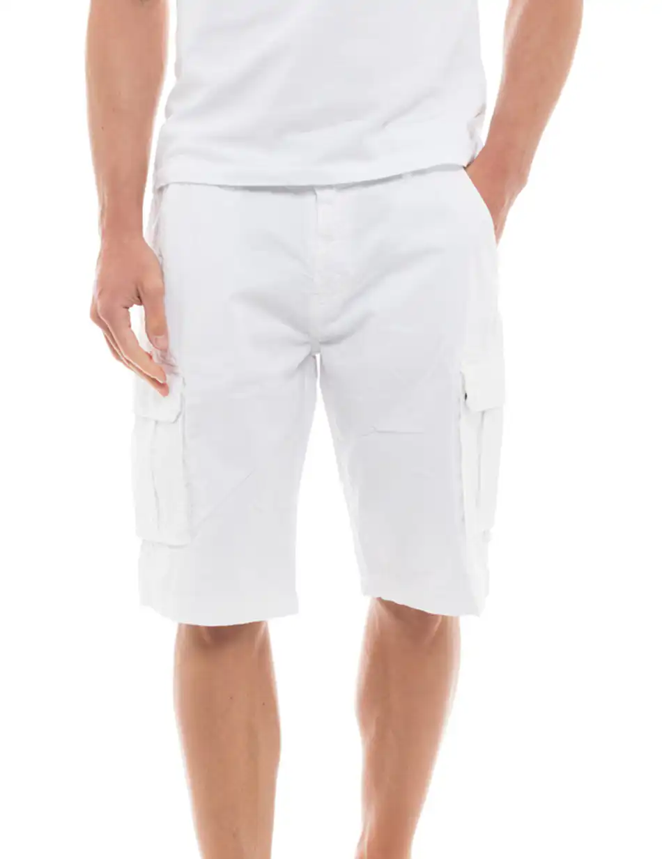 Biston fashion ανδρική βερμούδα cargo 47-221-022 WHITE