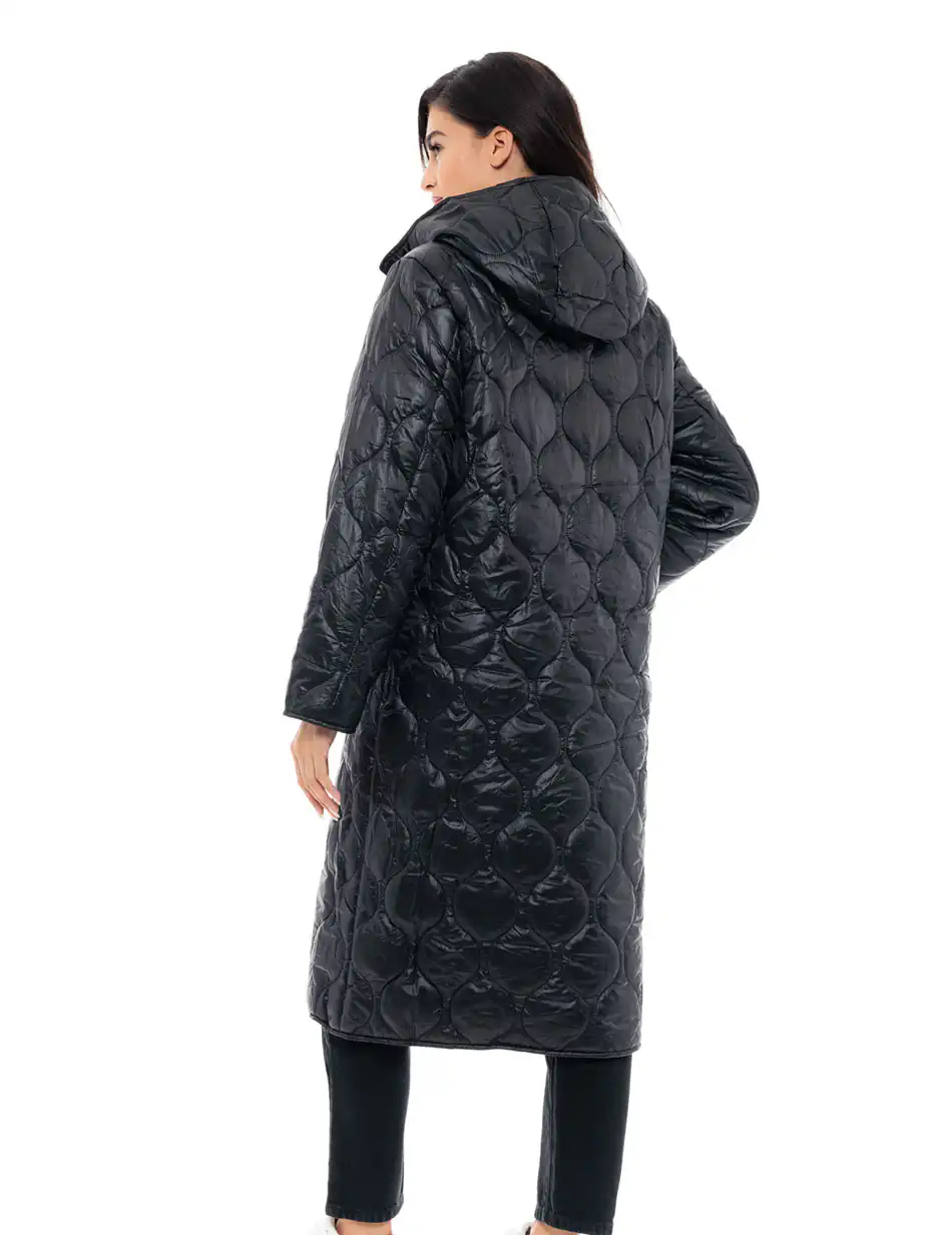 Biston fashion γυναικείο μακρύ μπουφάν 48-101-002 BLACK