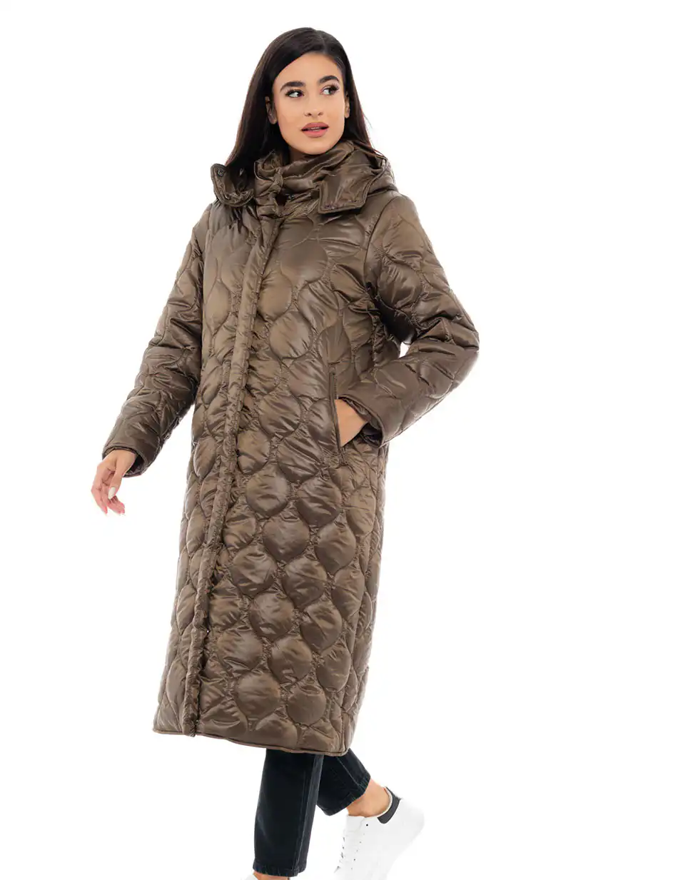 Biston fashion γυναικείο μακρύ μπουφάν 48-101-002 KHAKI