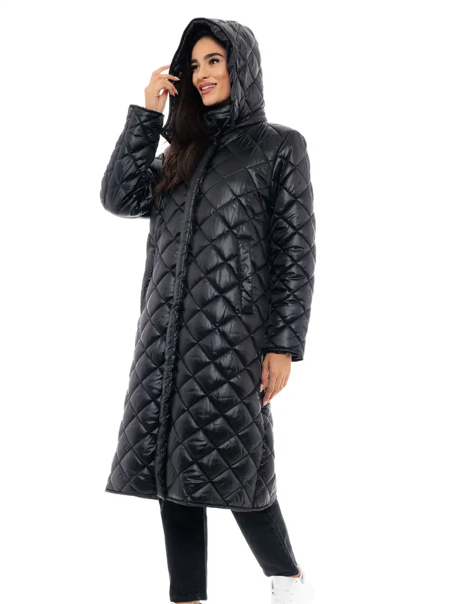 Splendid fashion γυναικείο μακρύ μπουφάν 48-101-003 BLACK