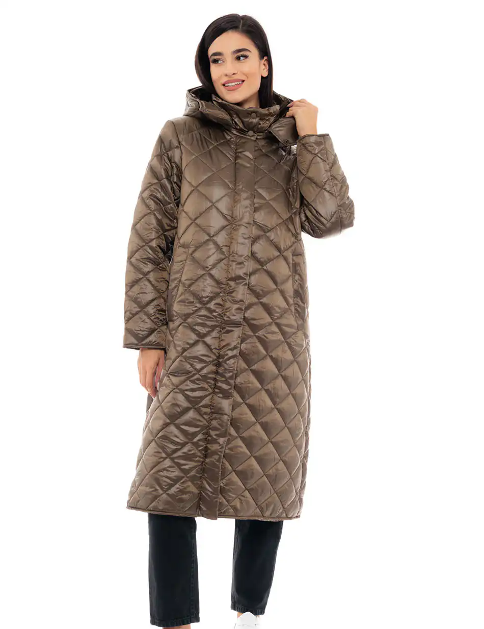 Splendid fashion γυναικείο μακρύ μπουφάν 48-101-003 KHAKI