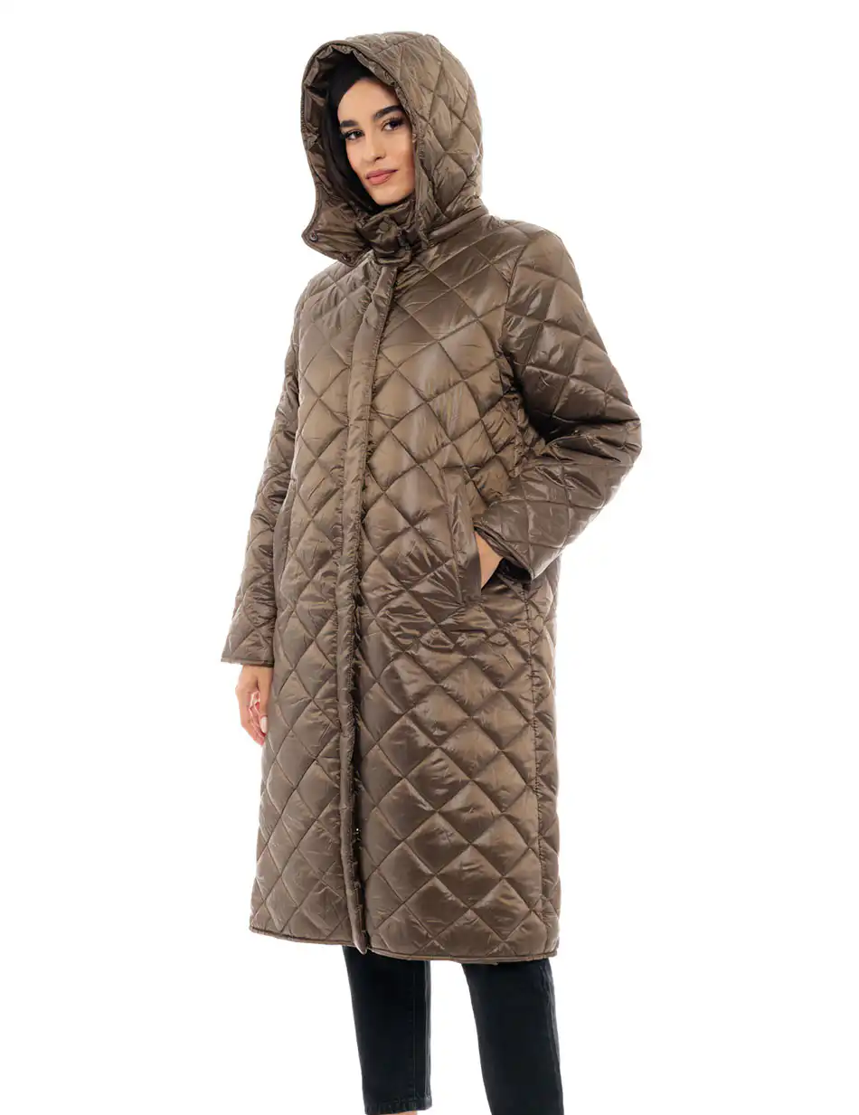 Splendid fashion γυναικείο μακρύ μπουφάν 48-101-003 KHAKI