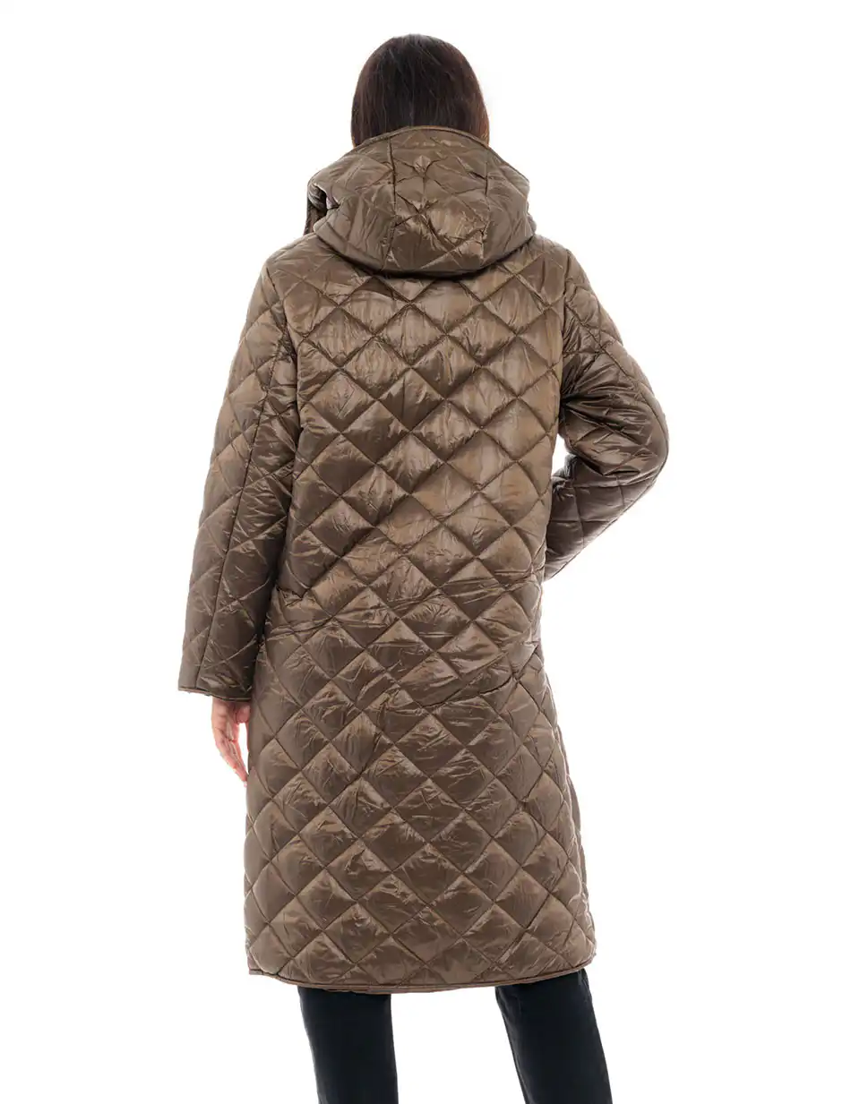 Splendid fashion γυναικείο μακρύ μπουφάν 48-101-003 KHAKI