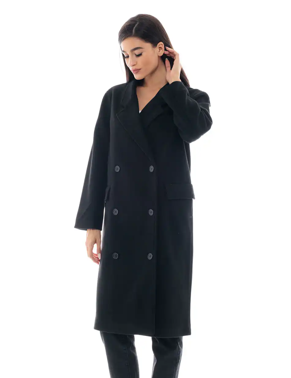 Splendid fashion γυναικείο μακρύ παλτό 48-101-014 BLACK