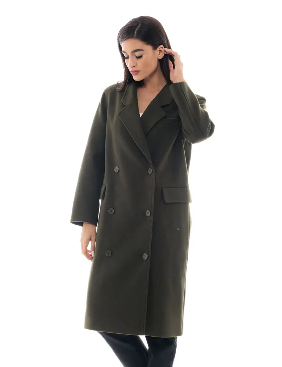 Splendid fashion γυναικείο μακρύ παλτό 48-101-014 GREEN