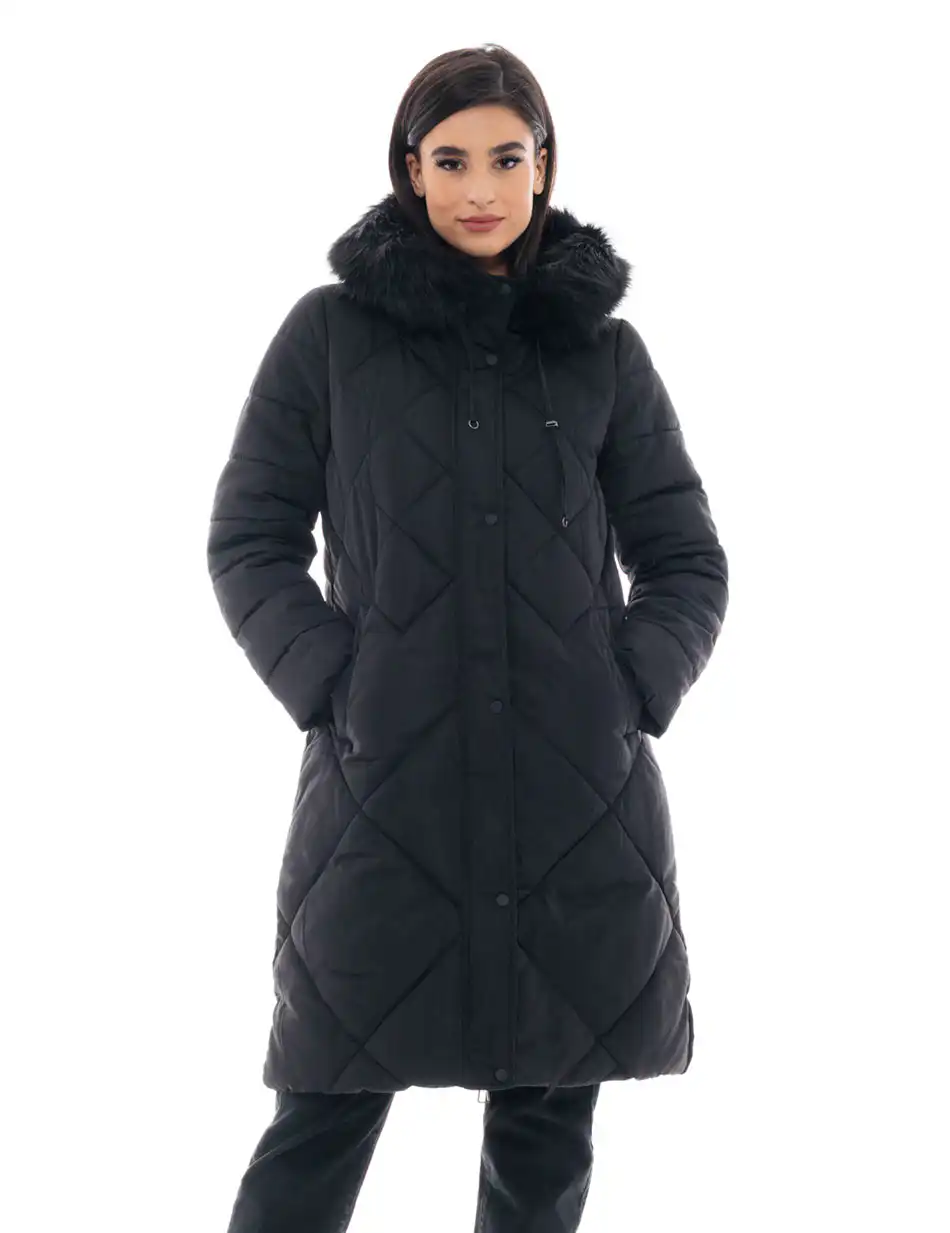 Splendid fashion γυναικείο μακρύ μπουφάν 48-101-016 BLACK