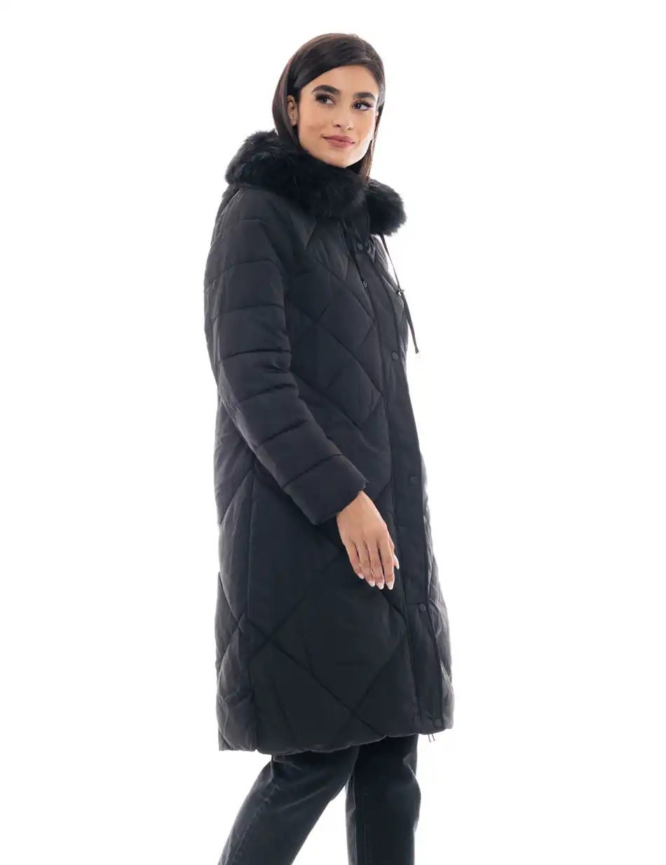 Splendid fashion γυναικείο μακρύ μπουφάν 48-101-016 BLACK