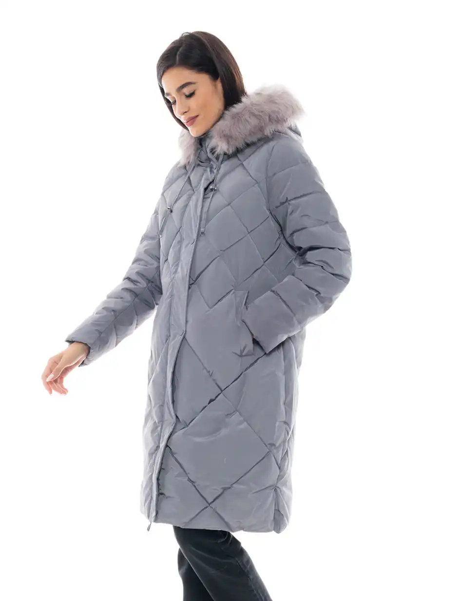 Splendid fashion γυναικείο μακρύ μπουφάν 48-101-016 DK GREY