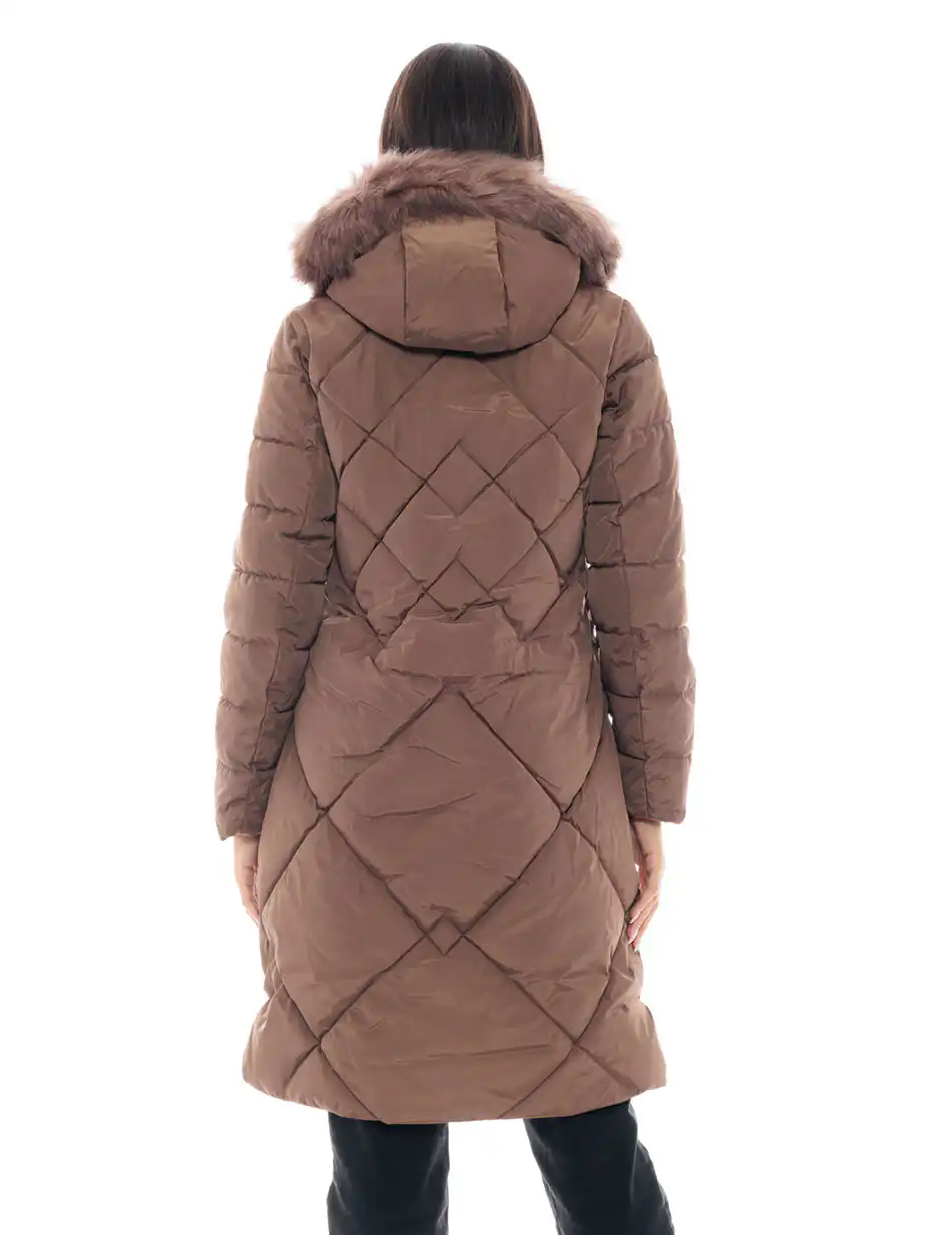 Splendid fashion γυναικείο μακρύ μπουφάν 48-101-016 CHOCOLATE