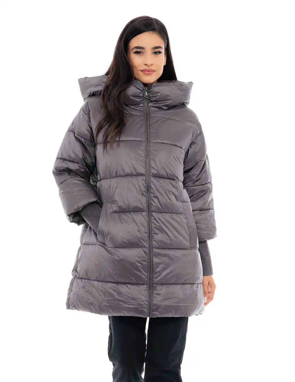 Biston fashion γυναικείο ντεμί πανωφόρι 48-101-022 ANTHRACITE