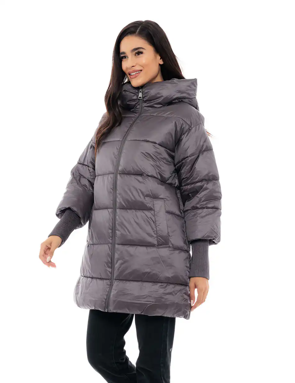 Biston fashion γυναικείο ντεμί πανωφόρι 48-101-022 ANTHRACITE